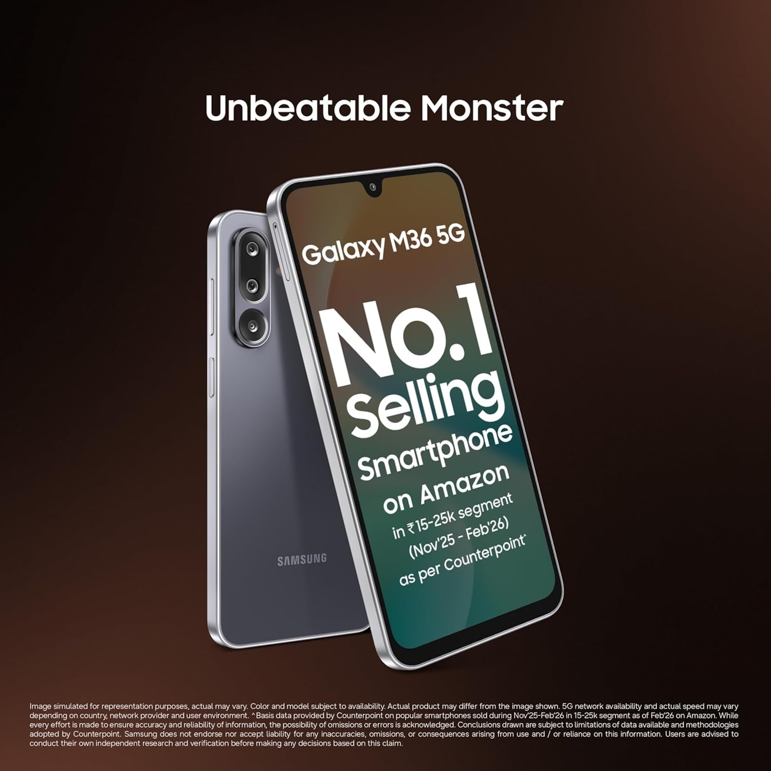 Samsung Galaxy M36 5G Mobile (Velvet Black, 6GB RAM, 128GB Storage) | Google Gemini| Gorilla Glass Victus+ | 7.7mm | AI Enhanced 50MP OIS Triple Camera| Nightography| Lag-free Gaming | Without Charger - Image 2