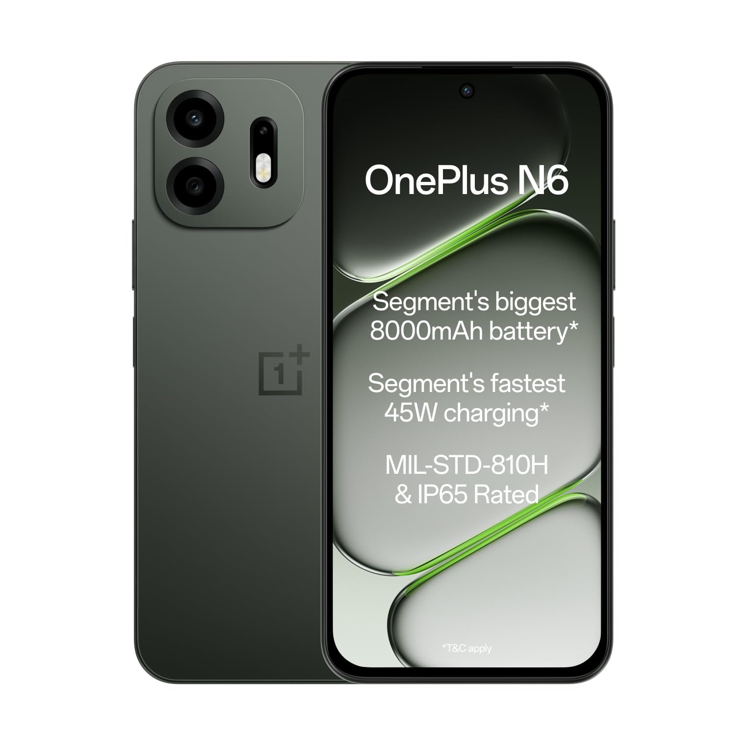 OnePlus N6 | 6GB+128GB | Midnight Green | Segment's Biggest 8000mAh Battery | Segment's Fastest 45W Charging | 60-Month Smoothness | Smooth 120Hz Display | 50MP Camera | Military-Grade Durability