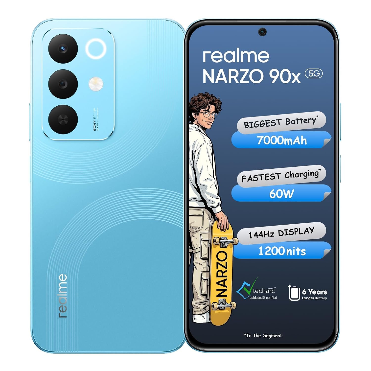 realme NARZO 90x 5G (Flash Blue 2026, 6GB+128GB) | 7000mAh + 60W Biggest Battery & Fastest Charging in the Segment* | 144Hz Bright Display | Sony 50MP AI Rear Camera | 400% Ultra Boom Speaker - Image 14