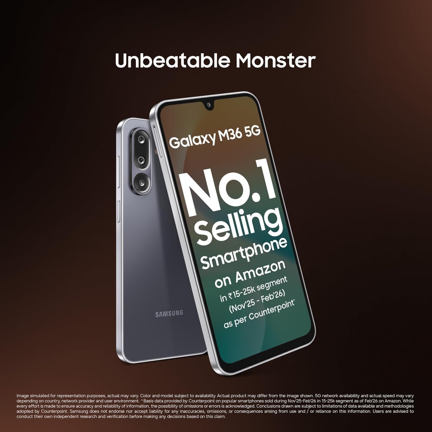 Samsung Galaxy M36 5G Mobile (Velvet Black, 6GB RAM, 128GB Storage) | Google Gemini| Gorilla Glass Victus+ | 7.7mm | AI Enhanced 50MP OIS Triple Camera| Nightography| Lag-free Gaming | Without Charger - Image 2