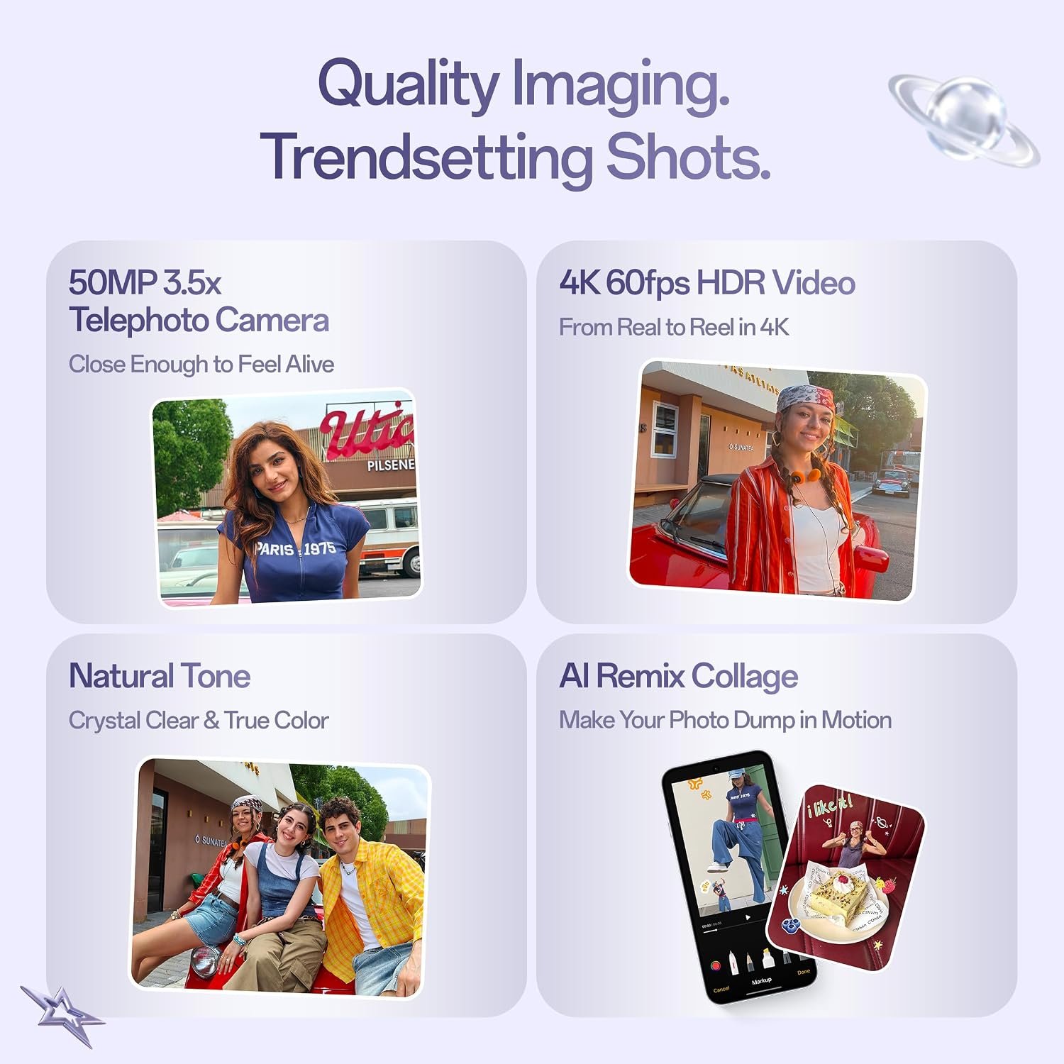 Oppo Reno16 5G (Starry White, 8GB, 256GB) | 3D Design | 50MP 3.5X Telephoto Camera | 4K 60fps HDR Video | AI Remix Collage | Snapdragon 7 Gen 4 | 6700mAh 80W SUPERVOOC | ColorOS 16 | IP69K - Image 3