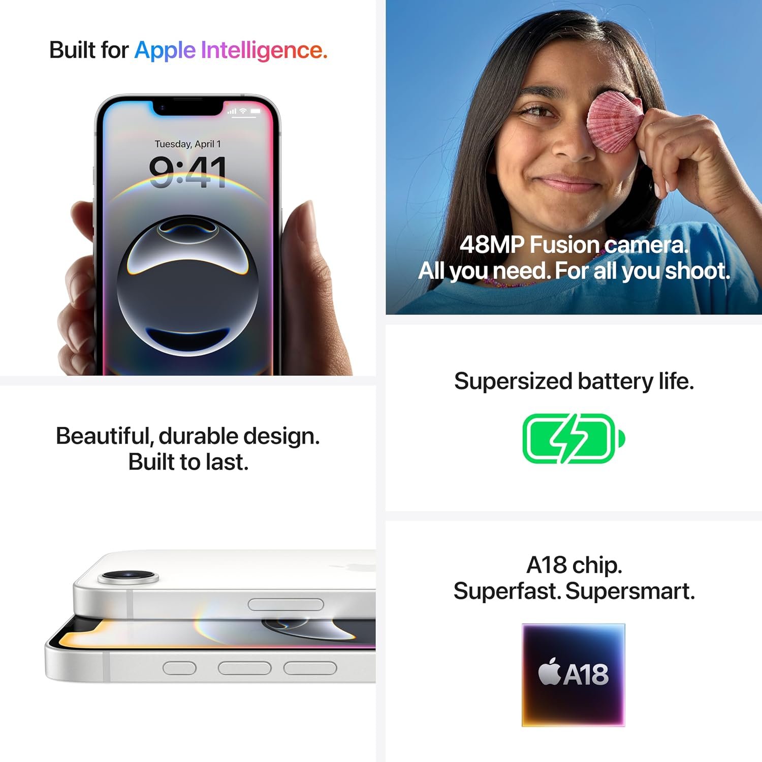 Apple iPhone 16e 128 GB: Built for Apple Intelligence, A18 Chip, Supersized Battery Life, 48MP Fusion. Camera, 15.40 cm (6.1″) Super Retina XDR Display; Black - Image 5
