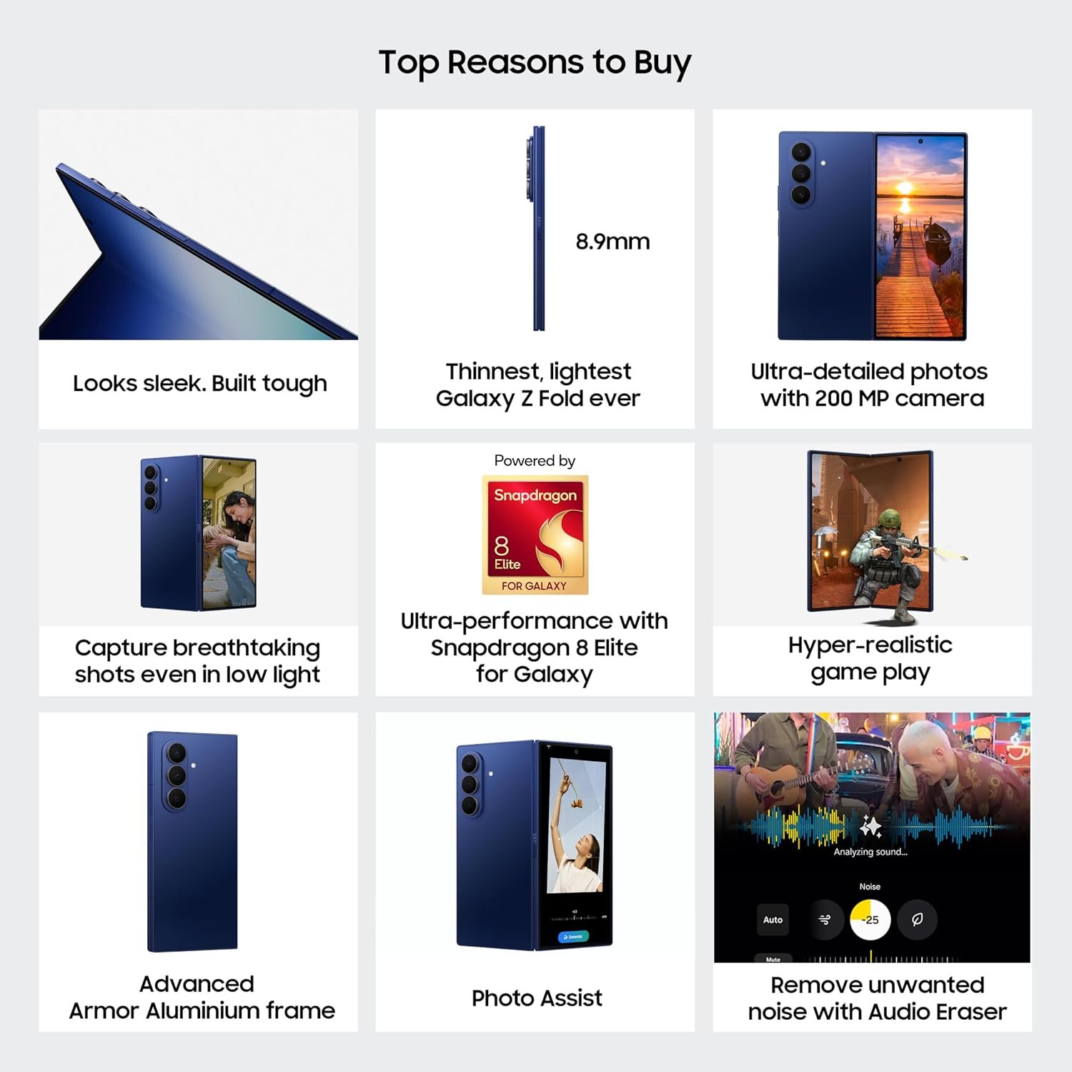 Samsung Galaxy Z Fold7 5G Mobile with Galaxy AI (Blue Shadow, 12GB RAM, 256GB Storage), Ultra Sleek Design with 200MP Camera, Ultra-Smooth Gaming with Powerful Snapdragon 8 Elite, Google Gemini - Image 2