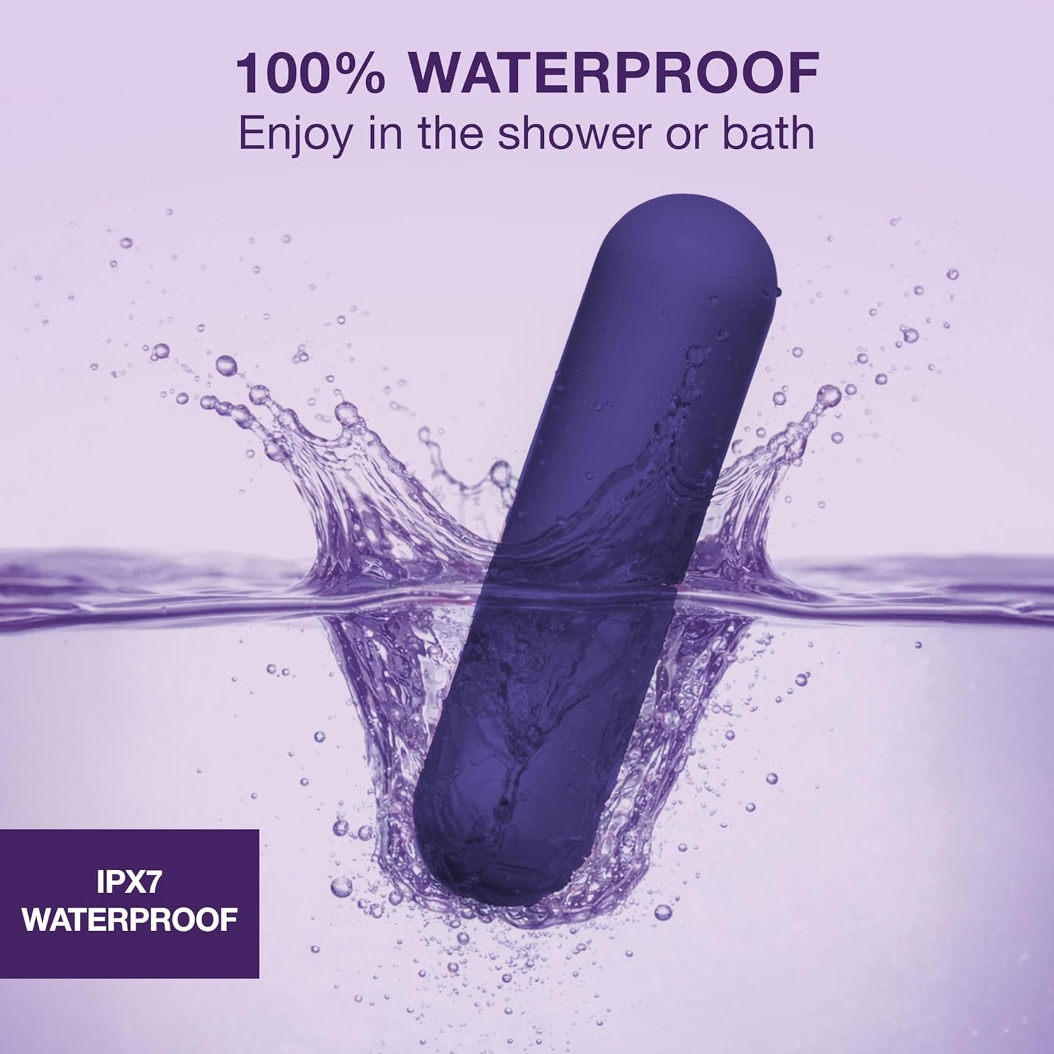 plusOne Bullet Vibrator for Women, Mini Vibrator Made of Body-Safe Silicone, Fully Waterproof, USB Rechargeable, Personal Massager with 10 Vibration Settings, Purple - Image 3