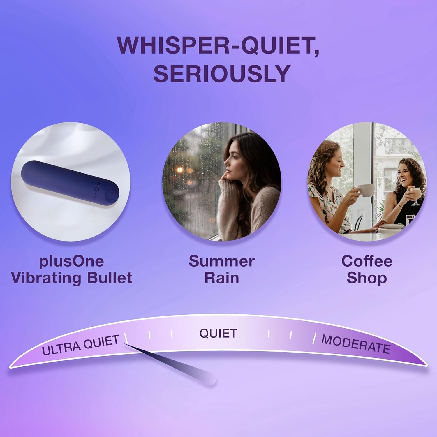 plusOne Bullet Vibrator for Women, Mini Vibrator Made of Body-Safe Silicone, Fully Waterproof, USB Rechargeable, Personal Massager with 10 Vibration Settings, Purple - Image 5