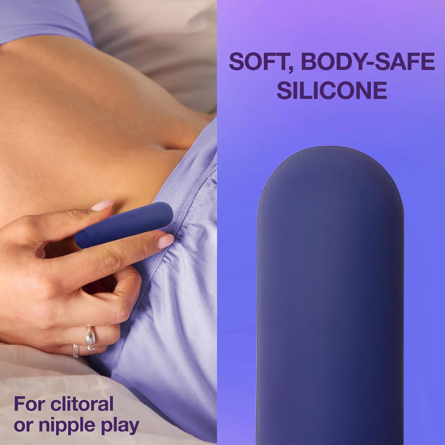 plusOne Bullet Vibrator for Women, Mini Vibrator Made of Body-Safe Silicone, Fully Waterproof, USB Rechargeable, Personal Massager with 10 Vibration Settings, Purple - Image 6