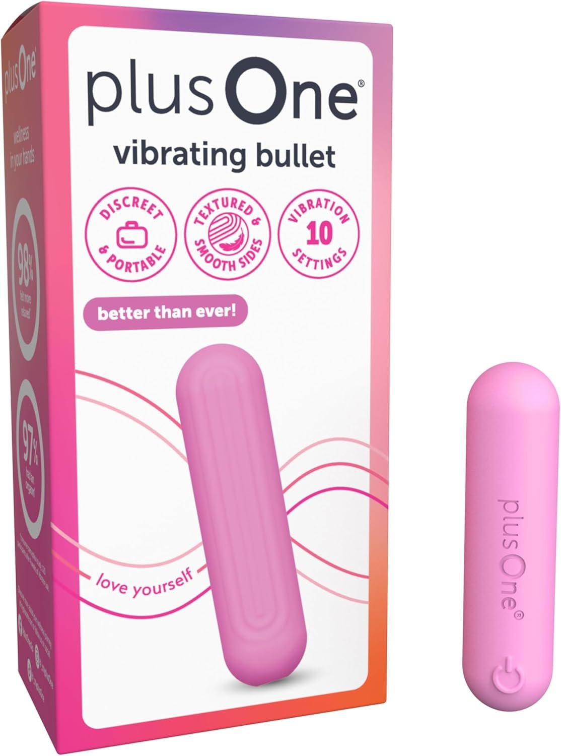 plusOne Bullet Vibrator for Women, Mini Vibrator Made of Body-Safe Silicone, Fully Waterproof, USB Rechargeable, Personal Massager with 10 Vibration Settings, Purple - Image 11