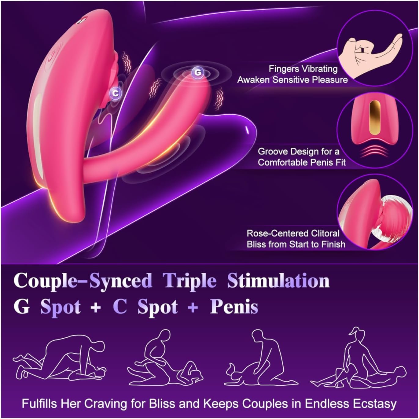 Wearable Panty Vibrator Couples Sex Toys for Women, App Remote Control | 9 Vibration Modes, Female G-Spot & Clitoral, Male Penis Stimulation, Silicone Double-Ended Dildo Design for Couples Pleasure - Image 2