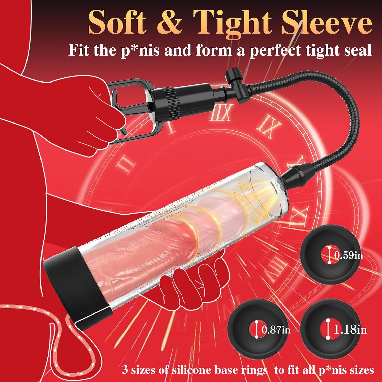 XIABALE Penis Vacuum Pump Pussy Pump Set，Manual Penis Enlarger Enlargement Extend Pump Air Pressure Device, Clitoral Pump Vagina Pumps Sexual Pleasure Suckers Tools for Couples - Image 2