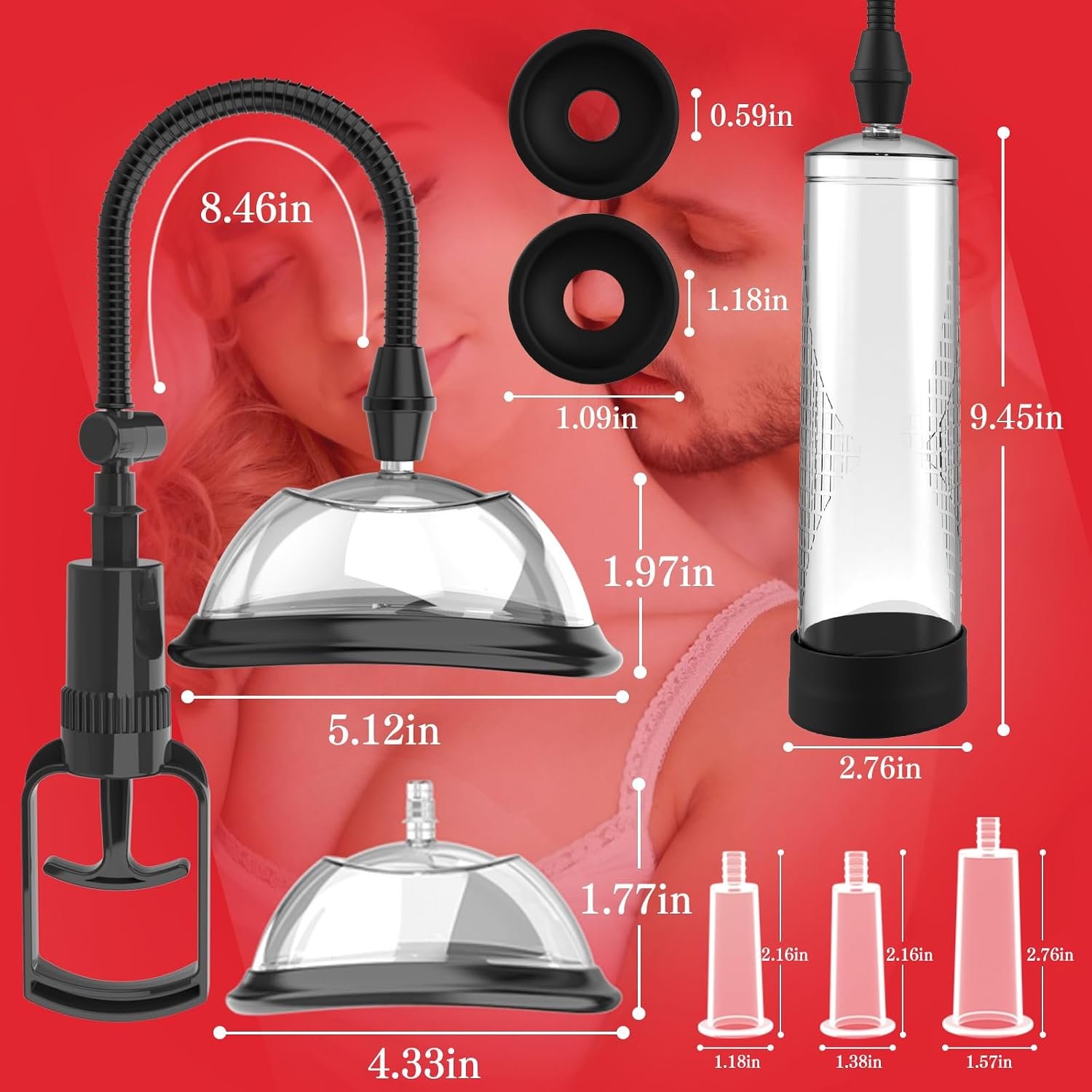 XIABALE Penis Vacuum Pump Pussy Pump Set，Manual Penis Enlarger Enlargement Extend Pump Air Pressure Device, Clitoral Pump Vagina Pumps Sexual Pleasure Suckers Tools for Couples - Image 9