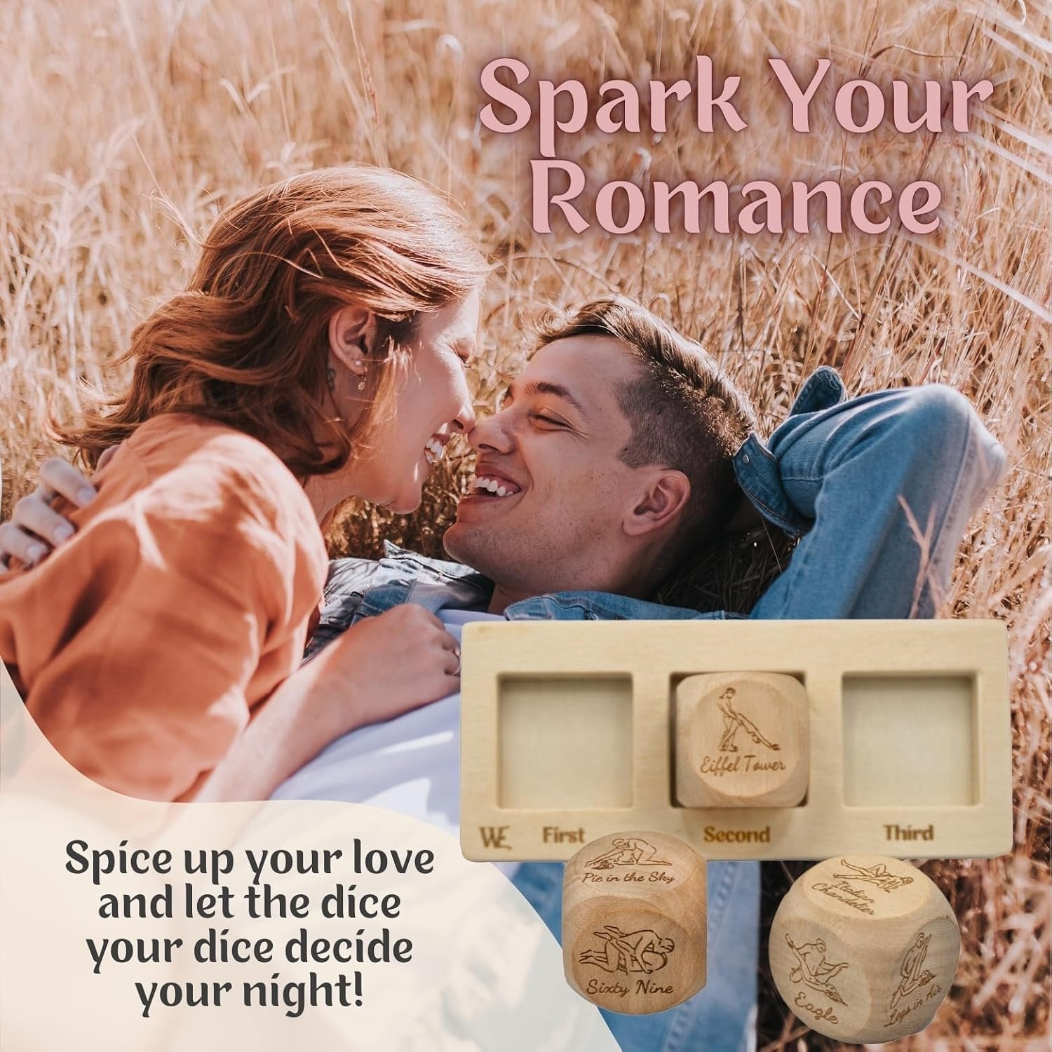 Date Night Dice Sex Game Love Set - 6 Sex Positions Dice, Decision Coin, Board & Carry Bag - Adult Sex Toys & Games for Couples, Bachelorette Party Favors, Bridal Shower Gifts Couples Gift for Him Her - Image 4