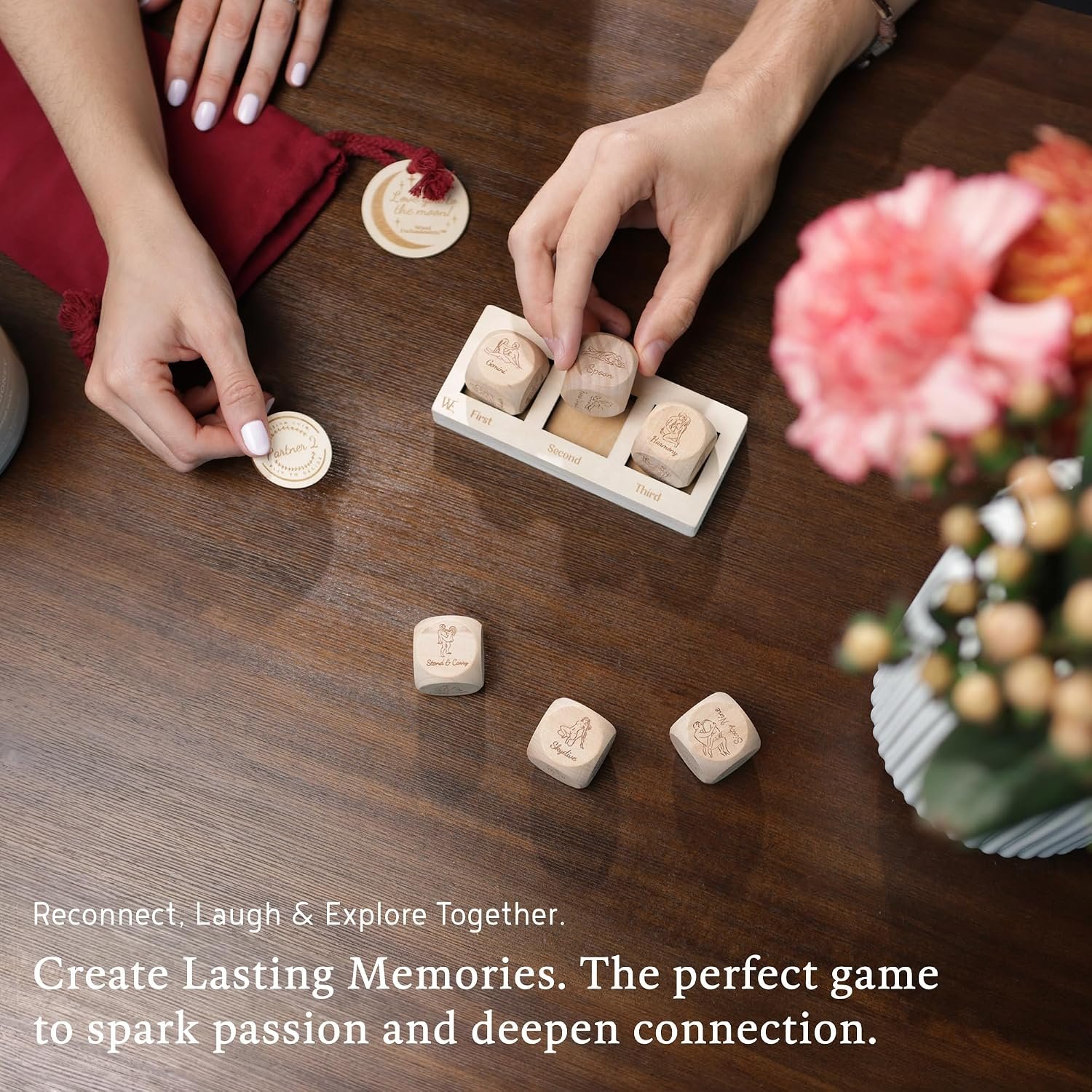 Date Night Dice Sex Game Love Set - 6 Sex Positions Dice, Decision Coin, Board & Carry Bag - Adult Sex Toys & Games for Couples, Bachelorette Party Favors, Bridal Shower Gifts Couples Gift for Him Her - Image 8