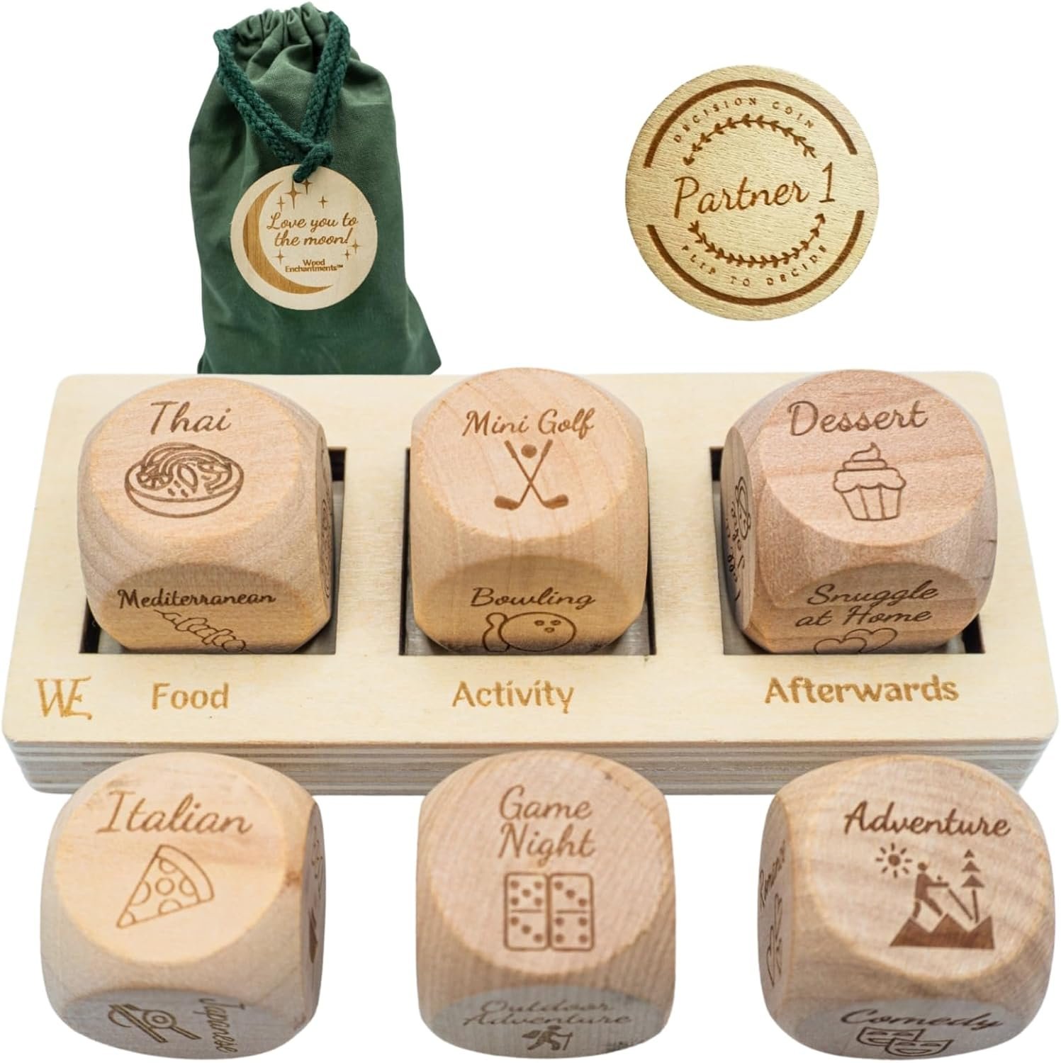 Date Night Dice Sex Game Love Set - 6 Sex Positions Dice, Decision Coin, Board & Carry Bag - Adult Sex Toys & Games for Couples, Bachelorette Party Favors, Bridal Shower Gifts Couples Gift for Him Her - Image 9