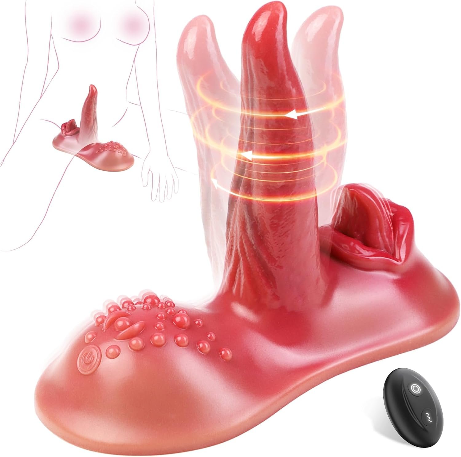 Koxten Riding Dildo Grinding Sex Toy - 10 Modes Swirling + Licking | Realistic Dildo Vibrator Thrusting Dildo Sit and Ride Dildo, Riding Vibrator Monster Dildo Tongue Toy for Women Gags & Muzzles - Image 2