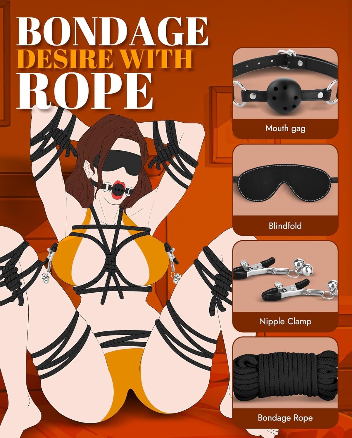 UTIMI BDSM Bondage Kit Sex Toys, Beginner-Friendly Leather Sex Restraints | 11Pcs Set with Handcuffs, Ankle Cuffs, Blindfold, Gag, Whip, Paddle & More, Premium Soft Lining, Adjustable Fit, Couples Toy - Image 2