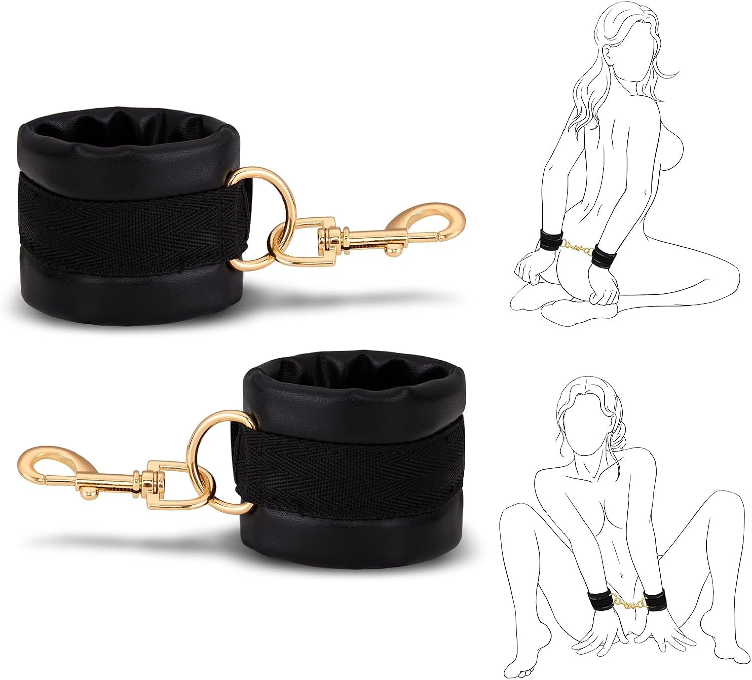 UTIMI BDSM Bondage Kit Sex Toys, Beginner-Friendly Leather Sex Restraints | 11Pcs Set with Handcuffs, Ankle Cuffs, Blindfold, Gag, Whip, Paddle & More, Premium Soft Lining, Adjustable Fit, Couples Toy - Image 9