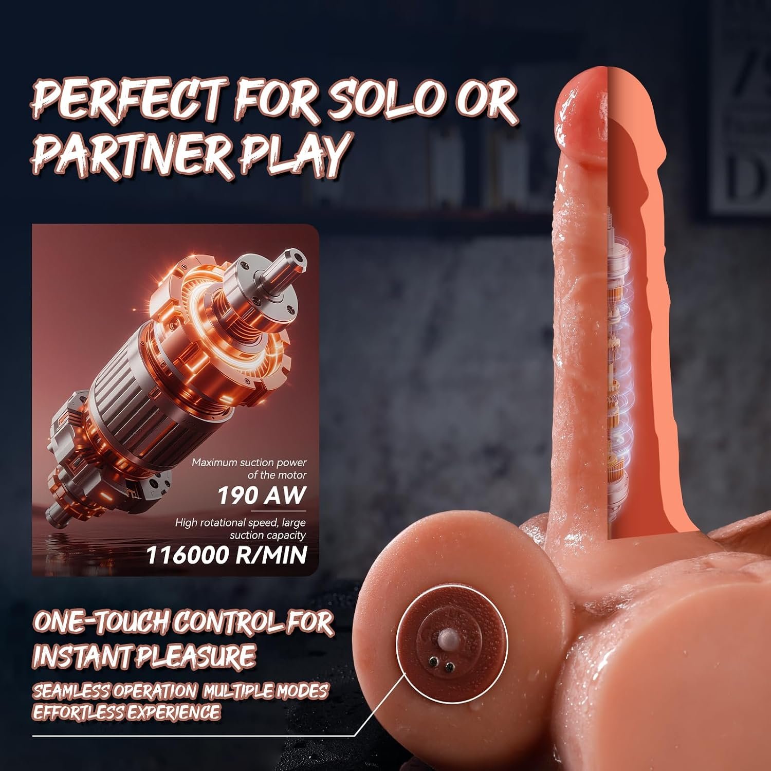 Thrusting Dildo Riding Sex Toys - Women Realistic Vibrator Penis | 7 Thrust & Vibration Modes, Wide Base Sex Machine for Hands-Free G Spot Tight Anal Channel for Men Play Adult Toy Masturbator - Image 3