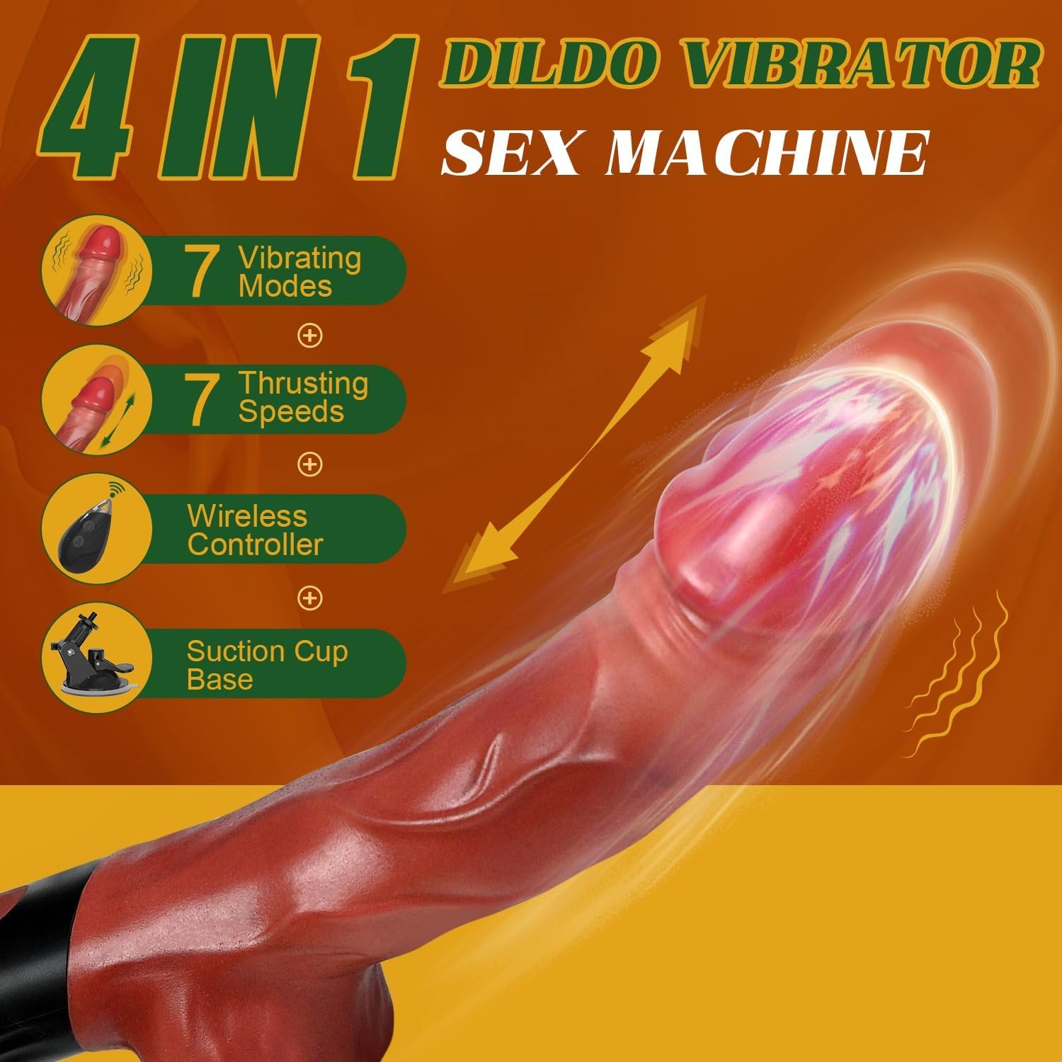 Thrusting Dildo Vibrator, 9.8-Inch Realistic Sex Toy with Remote Control | 7 thrusting and 7 vibration modes Dildos Sex Toys Realistic sex machine for women, couples, and G-spot stimulation. - Image 3