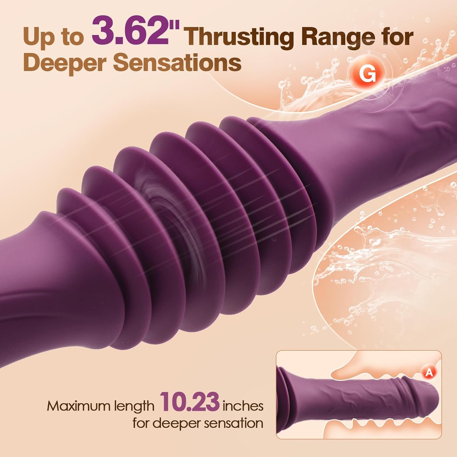 MOMONII Sex Toys Vibrator Heated Long Thrust Dildo Machine with Suction Cup | 3.62" Deep Stroke Travel, 10 Vibration, 3 Thrusting Speeds, 104°F Warming, Body-Safe Silicone for Adult Women Men Couples - Image 3