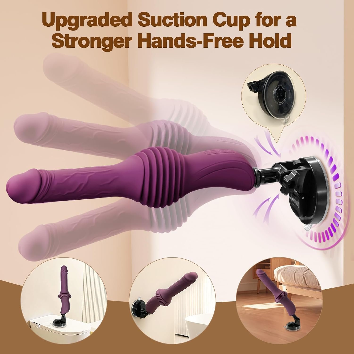 MOMONII Sex Toys Vibrator Heated Long Thrust Dildo Machine with Suction Cup | 3.62" Deep Stroke Travel, 10 Vibration, 3 Thrusting Speeds, 104°F Warming, Body-Safe Silicone for Adult Women Men Couples - Image 6