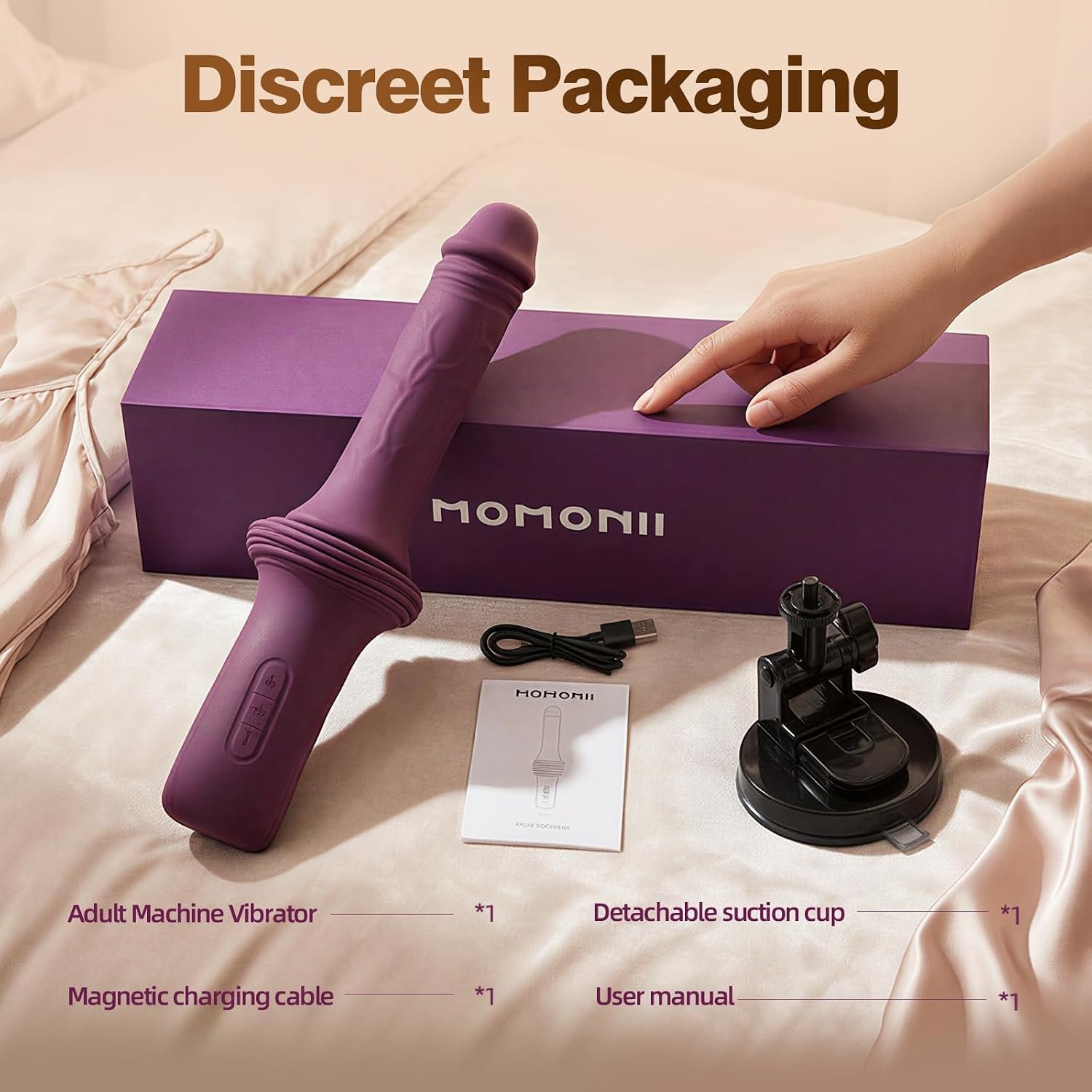 MOMONII Sex Toys Vibrator Heated Long Thrust Dildo Machine with Suction Cup | 3.62" Deep Stroke Travel, 10 Vibration, 3 Thrusting Speeds, 104°F Warming, Body-Safe Silicone for Adult Women Men Couples - Image 10