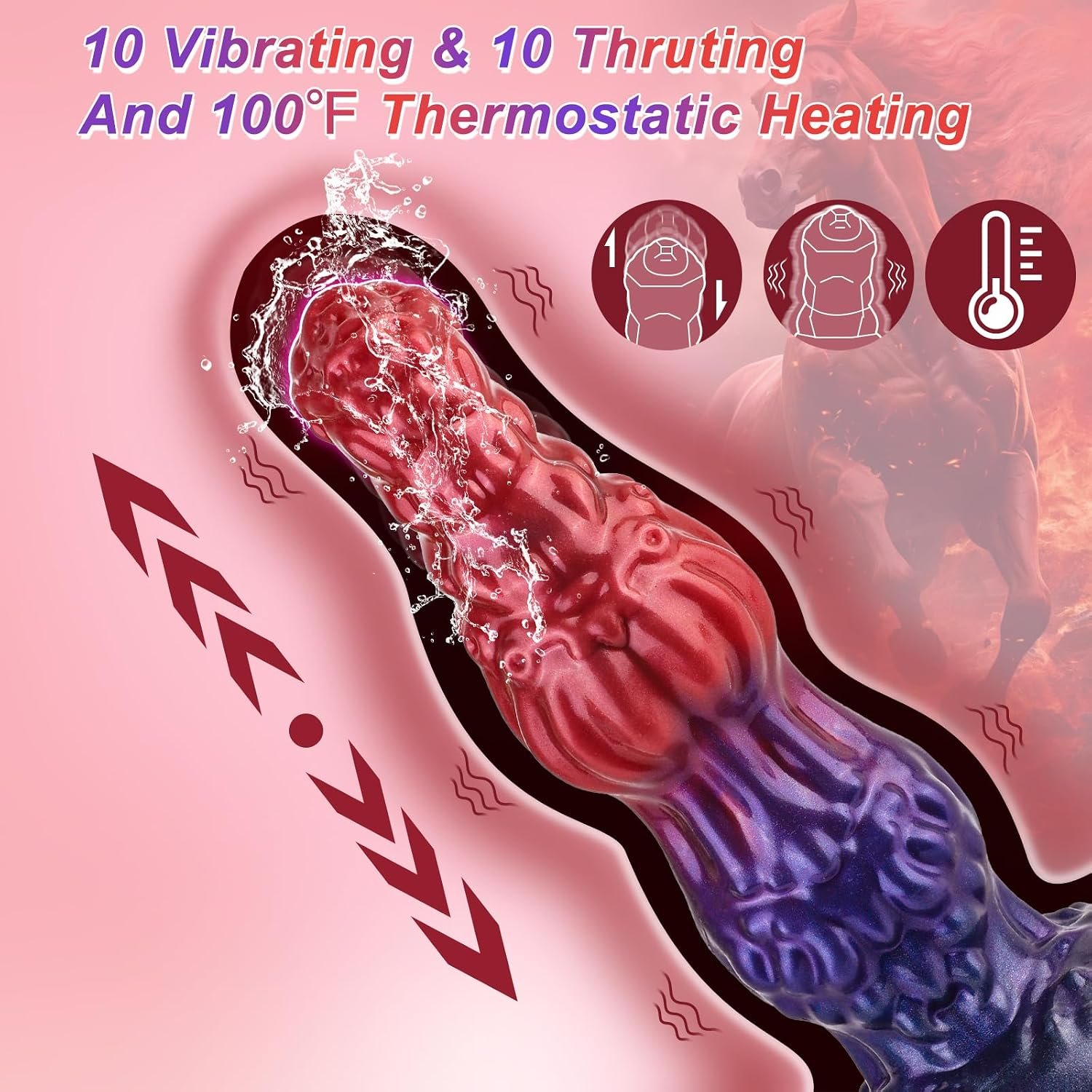 Thrusting Dildo Monster Huge Dildo Vibrator, 9.6" Knot Dildos Adult Sex Toys for Women with Strong Suction Cup, Remote Control Heated Anal G Spot Dildo with 10 Quick Thrusting&10 Vibrating Modes - Image 3