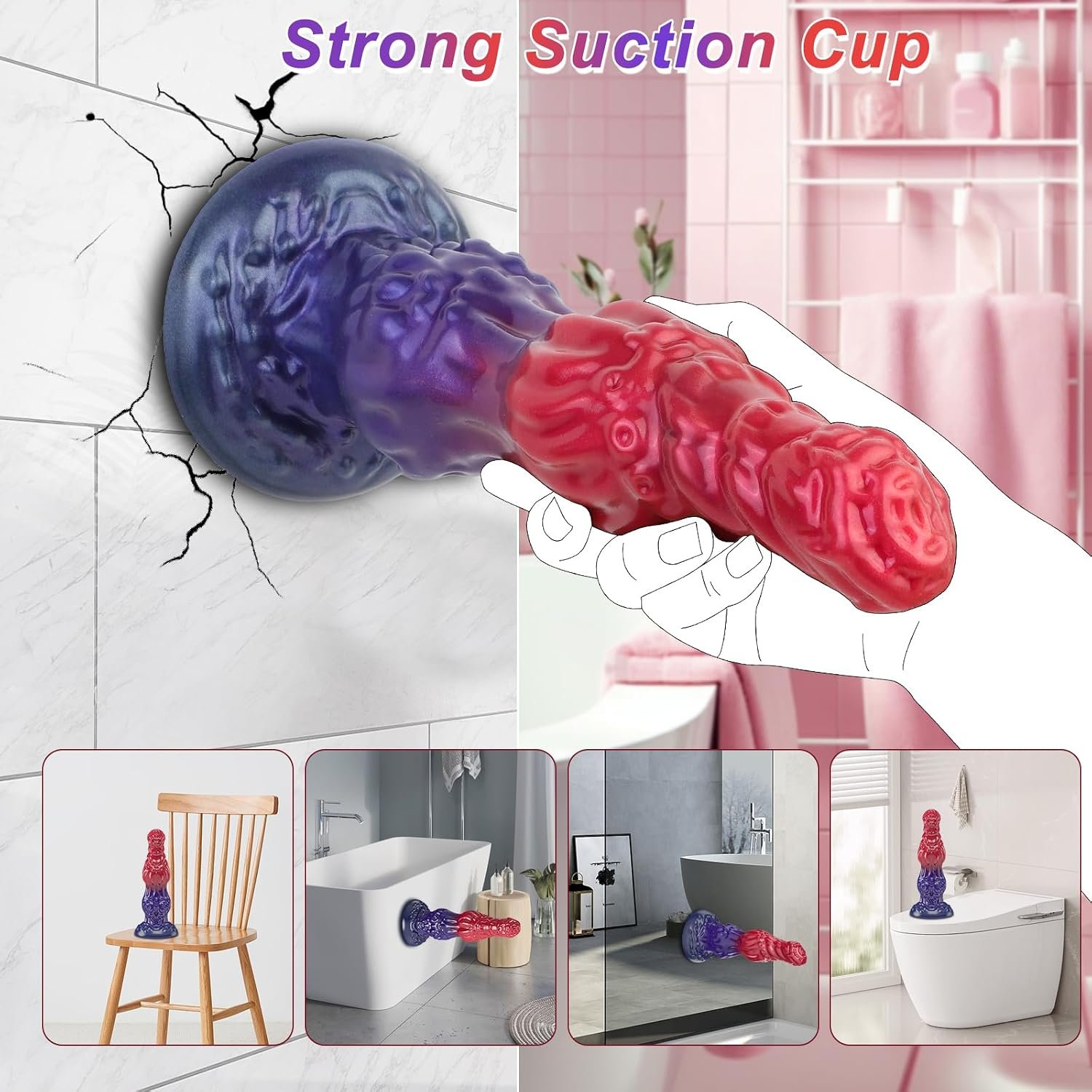 Thrusting Dildo Monster Huge Dildo Vibrator, 9.6" Knot Dildos Adult Sex Toys for Women with Strong Suction Cup, Remote Control Heated Anal G Spot Dildo with 10 Quick Thrusting&10 Vibrating Modes - Image 5