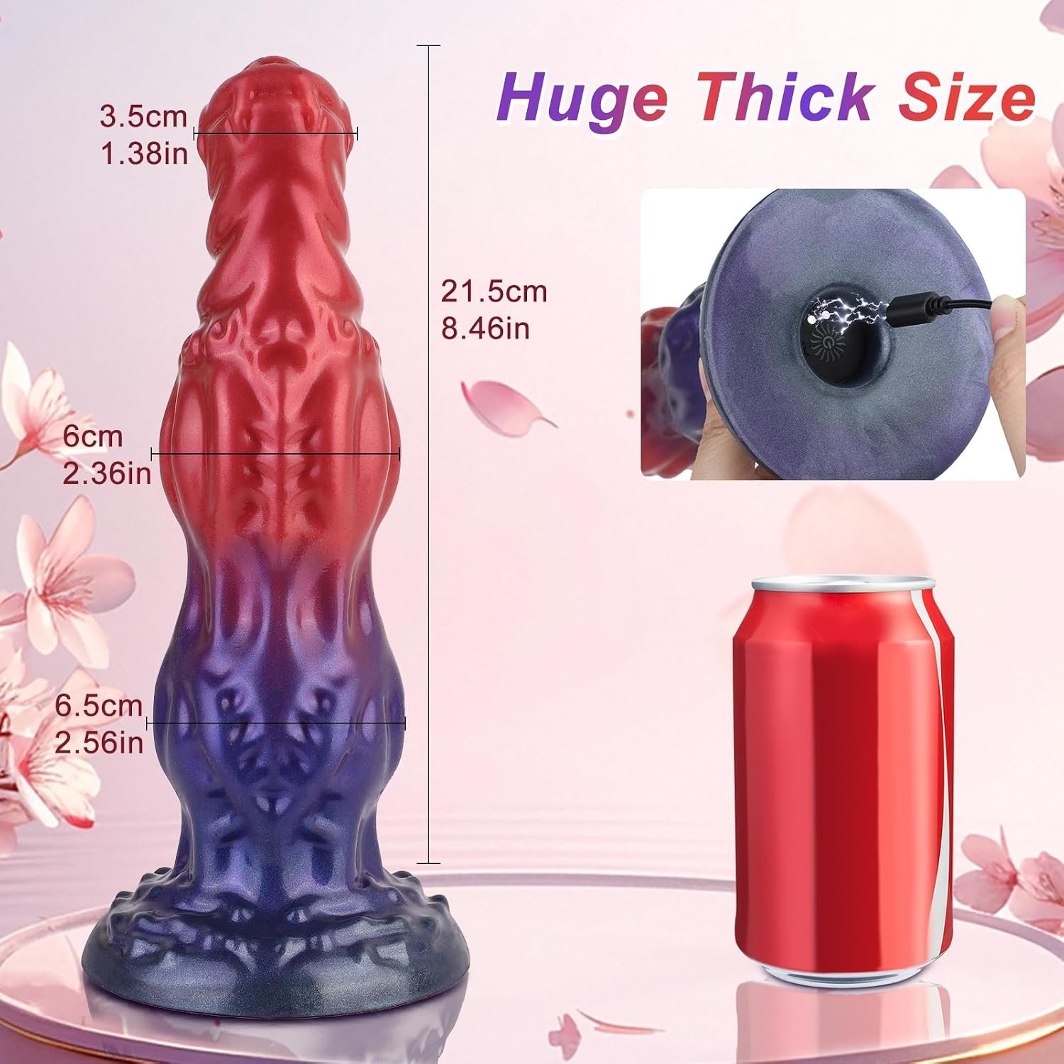 Thrusting Dildo Monster Huge Dildo Vibrator, 9.6" Knot Dildos Adult Sex Toys for Women with Strong Suction Cup, Remote Control Heated Anal G Spot Dildo with 10 Quick Thrusting&10 Vibrating Modes - Image 6
