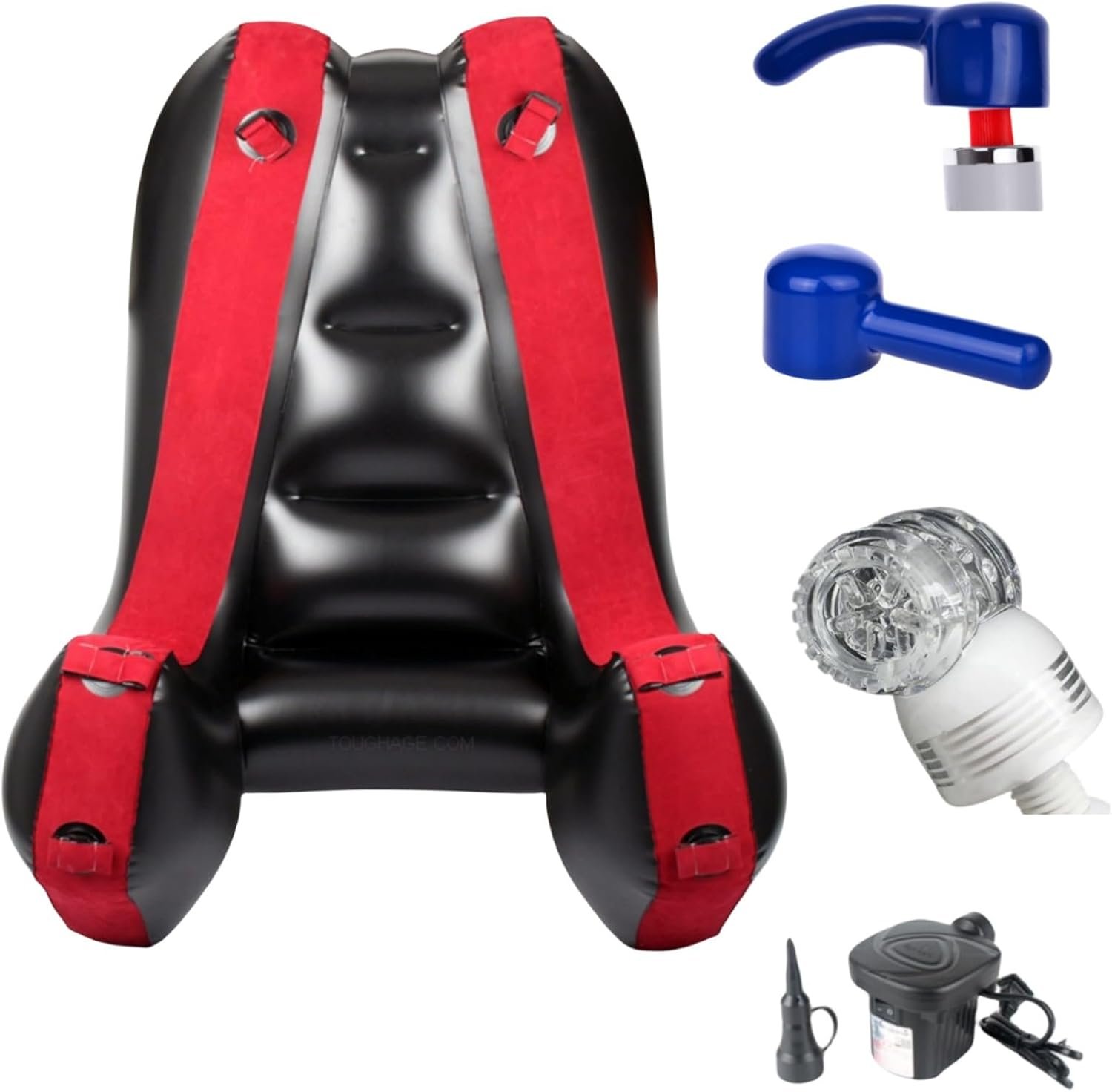 NUHUi Large Sexy Chaise Sofa Chair Sex Furniture Pillows Love Inflatable Ramps Cushions Bedroom Couples Set Toys Include Electric Air Pump +3Pcs Male & Female Magic Wand Massage Attachments
