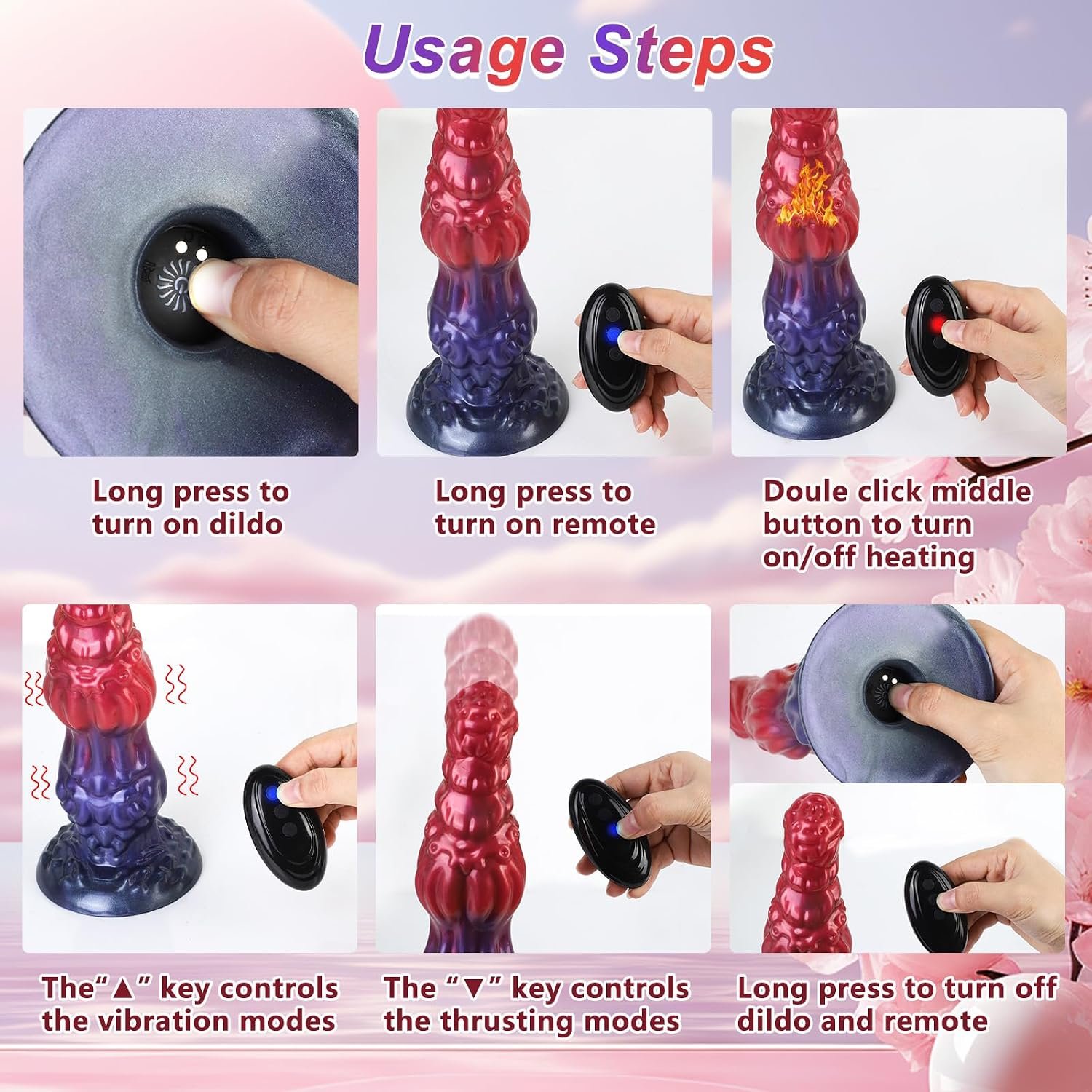 Thrusting Dildo Monster Huge Dildo Vibrator, 9.6" Knot Dildos Adult Sex Toys for Women with Strong Suction Cup, Remote Control Heated Anal G Spot Dildo with 10 Quick Thrusting&10 Vibrating Modes - Image 7