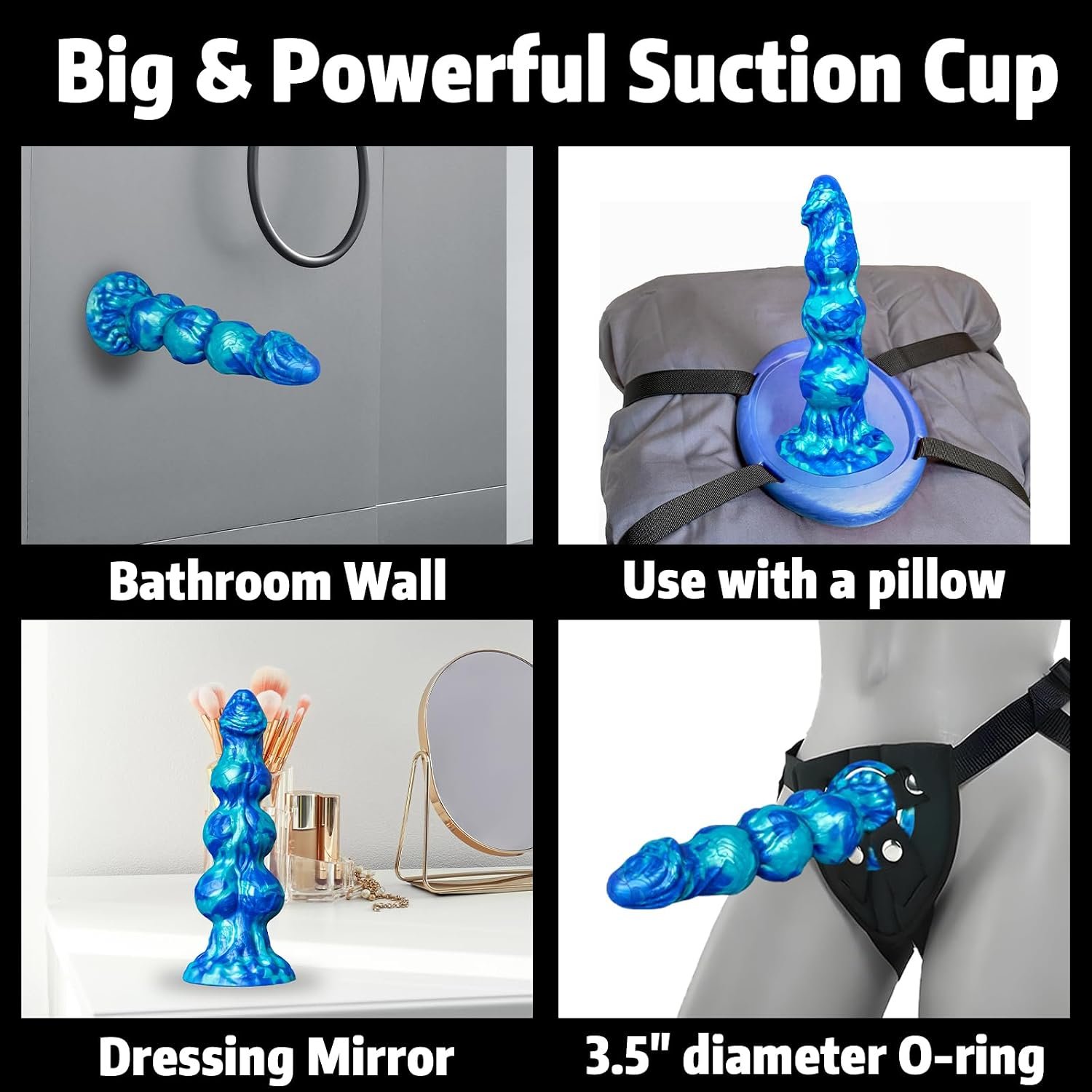 10" Vibrating Butt Plug Knot Dildo - Huge Anal Beads Monster Fantasy Dildos | Big Dragon Knotted Silicone Dildo for Vaginal Anal Play, Large Suction Cup for Hands-free, Adult Sex Toys for Women Men Gay - Image 5