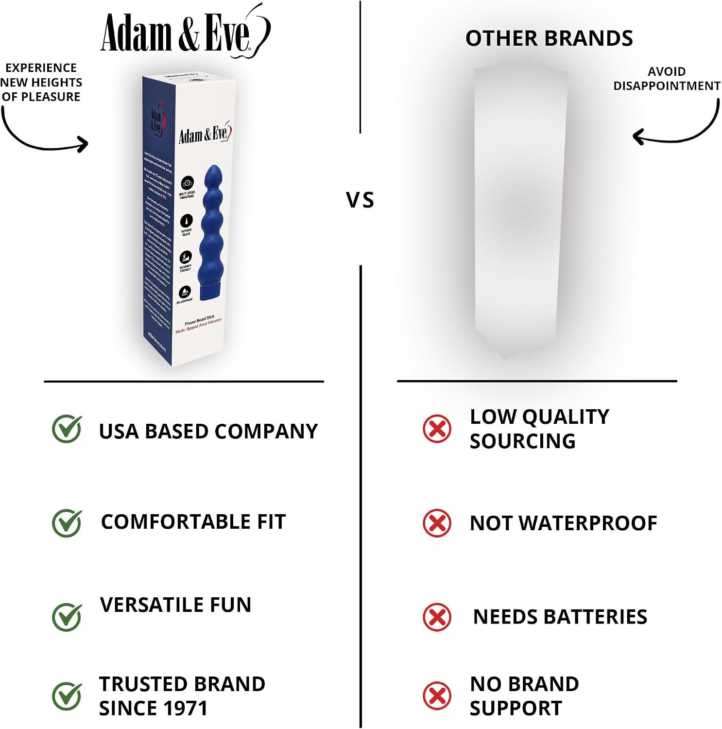 Adam & Eve Vibrating Power Beadstick, Multi-Speed Vibrations, Beaded Design, Tapered Tip for Easy Insertion, Body-Safe ABS Plastic, Works with Water-Based & Silicone Lubes, Batteries Required - Image 4