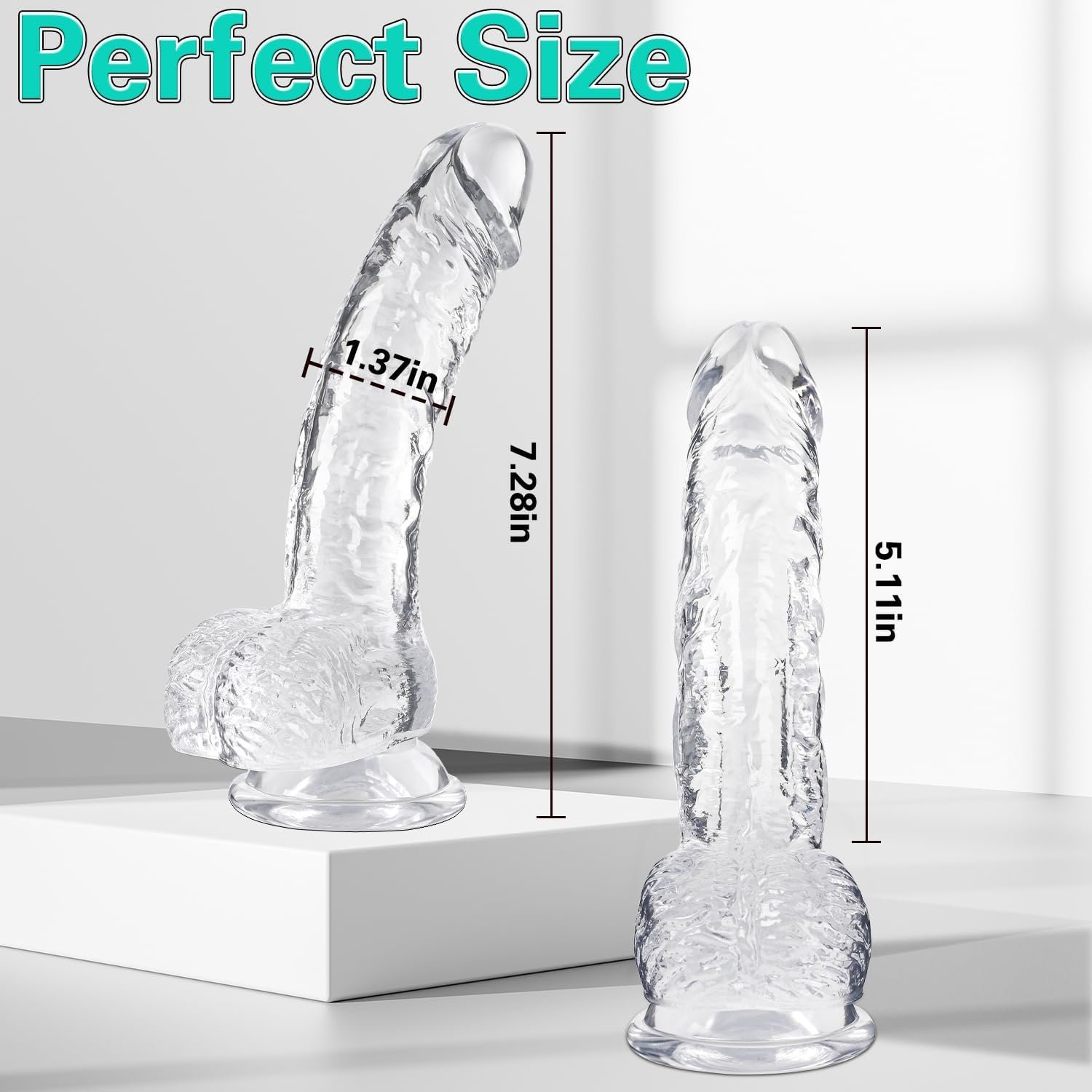 Clear Realistic Dildo, 7.3 Inch Feels Like Skin Body-Safe Material | G spot Stimulator Dildos, Strong Suction Cup for Hands-Free Play, Adult Sex Toys Suitable for Women Men Gay ＆ Couple