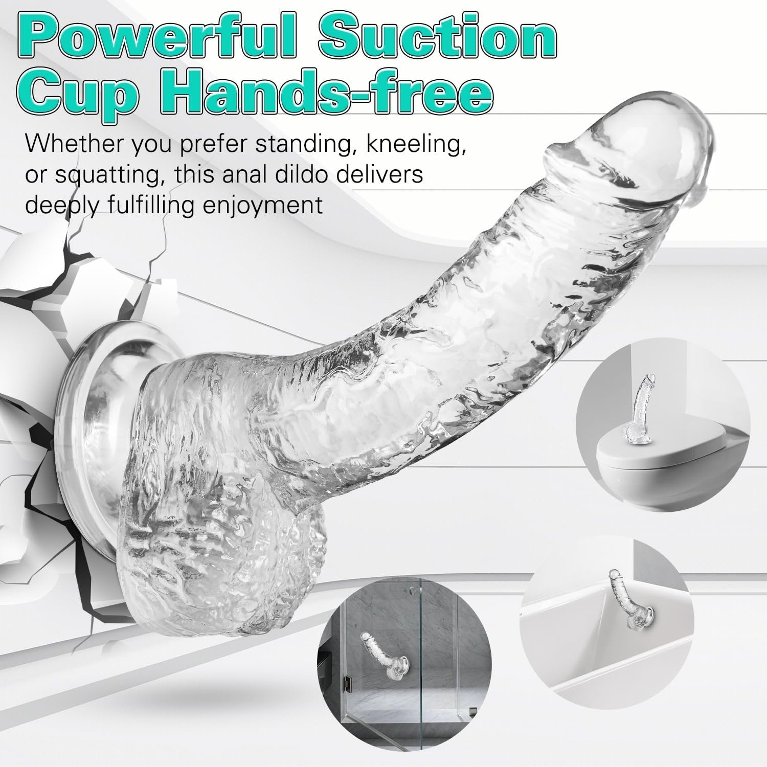 Clear Realistic Dildo, 7.3 Inch Feels Like Skin Body-Safe Material | G spot Stimulator Dildos, Strong Suction Cup for Hands-Free Play, Adult Sex Toys Suitable for Women Men Gay ＆ Couple - Image 4