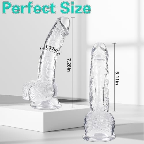 Clear Realistic Dildo, 7.3 Inch Feels Like Skin Body-Safe Material | G spot Stimulator Dildos, Strong Suction Cup for Hands-Free Play, Adult Sex Toys Suitable for Women Men Gay ＆ Couple - Image 8