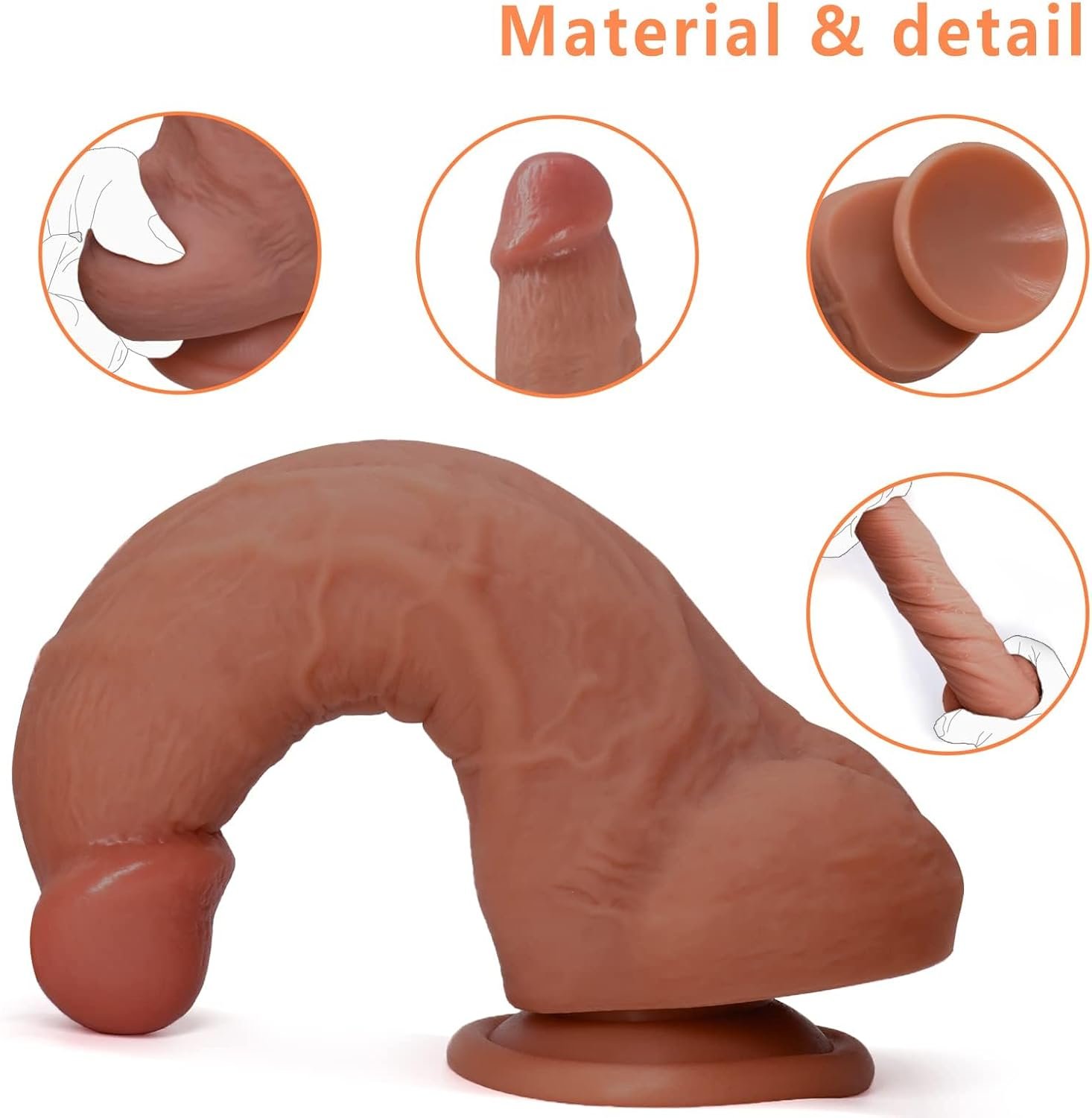 Sex Toy for Women 7 Inch Realistic Silicone Dildo with Strong Suction Cup | Body-Safe Material Soft Lifelike Thick Anal Dildos for Men,G spot Stimulator with Curved Shaft and Balls Throat Trainer - Image 3