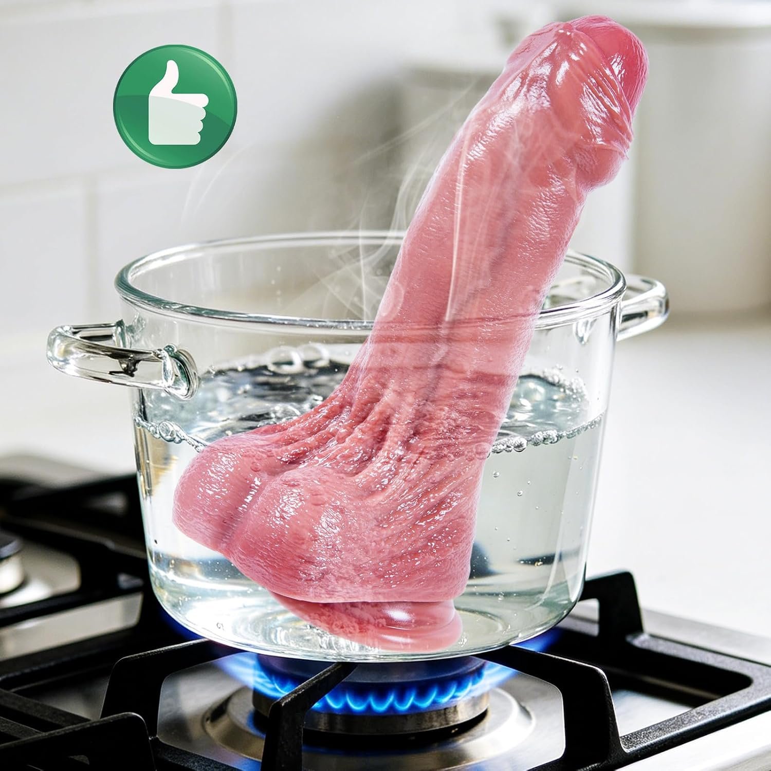 11.8 Inch Realistic Giant Uncut Dildo Sex Toy, Dual Density Silicone for Anal and G-Spot Stimulation, 2.7-Inch Thick Foreskin Huge Dildo, XXL Wide Long Toy with Big Suction Cup for Couples Women Men - Image 5
