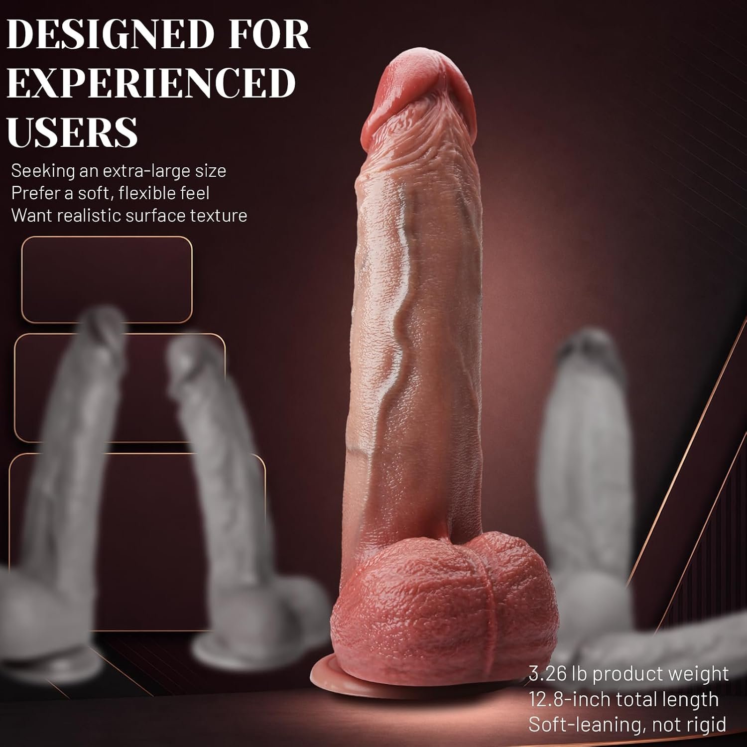 12.6 Inch Huge Dildo with Suction Cup, 8.2 Inch Girth Thick Realistic Dual Density Silicone Adult Toy, Soft Flexible Extra Large Design for Experienced Users, Flesh - Image 6