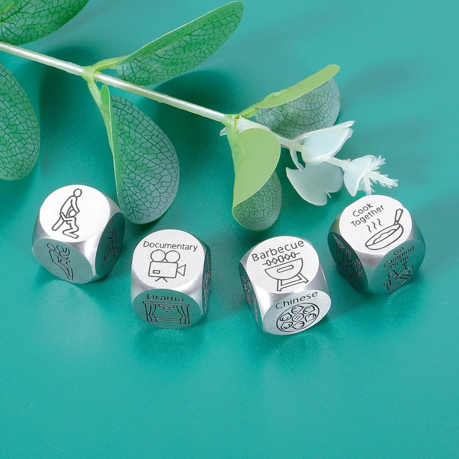 4PCS Sex Toy Sex Dice Game for Couple Anniversary Steel Gifts for Husband | National Girlfriends Day Gifts from Boyfriend Boo Basket Stuffers Santa Swap Exchange Dice Game Christmas Stocking Stuffers - Image 4