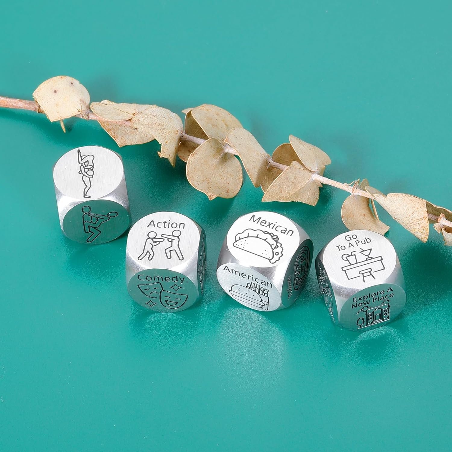 4PCS Sex Toy Sex Dice Game for Couple Anniversary Steel Gifts for Husband | National Girlfriends Day Gifts from Boyfriend Boo Basket Stuffers Santa Swap Exchange Dice Game Christmas Stocking Stuffers - Image 5