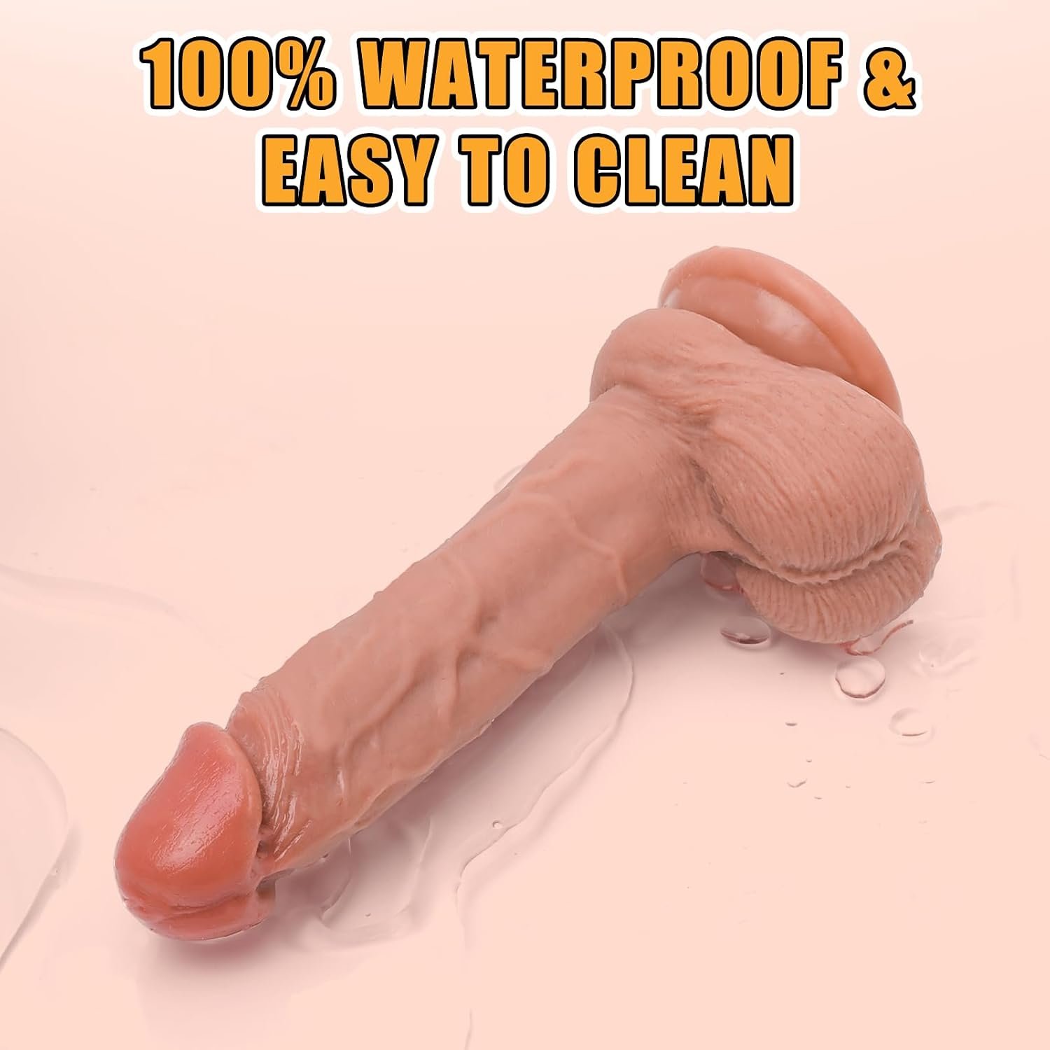 Acvioo 7.7" Realistic Soft Silicone Dildo with Powerful Suction Cup, Flesh | 5.8-inch insertion length, lifelike texture. Hands-free strap-on dildos for women & couples, safe for beginners，waterproof - Image 5