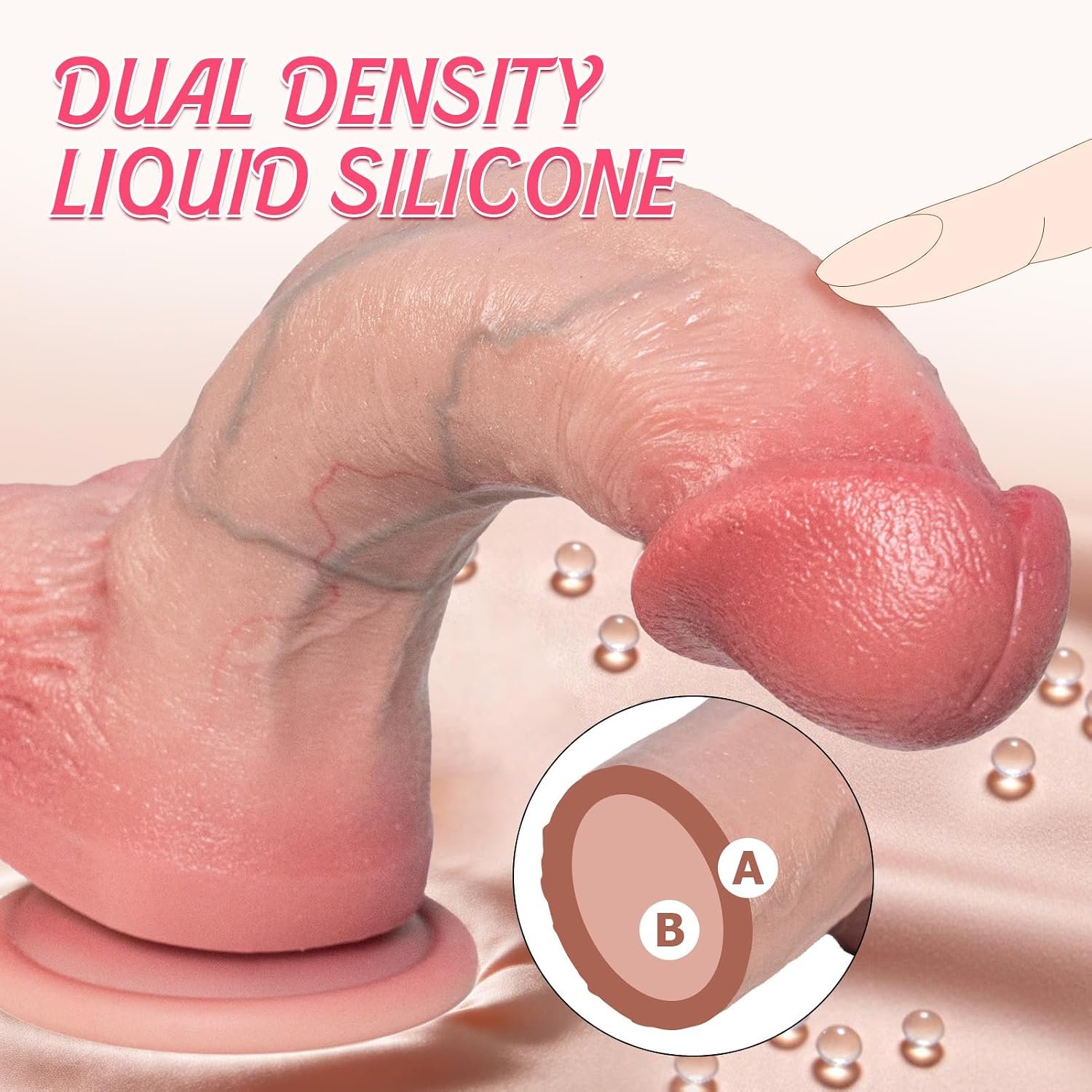 8 Inch Long Thick Realistic Dildo, Dual Density Silicone Dildos with Strong Suction Cup, G-Spot Lifelike Veiny Penis Adult Sex Toy for Vaginal Anal Play Women Men Hands-Free Pleasure - Image 4