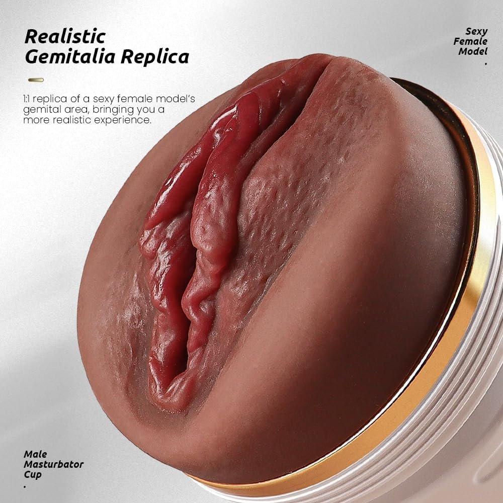 Male Masturbator Realistic Pocket Pussy Vagina Textured with 7.5in Depth Soft and Fleshy Texture,Penis Training Masturbators Sex Machine Toy for Men (Brown) - Image 3