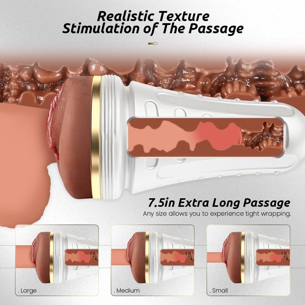 Male Masturbator Realistic Pocket Pussy Vagina Textured with 7.5in Depth Soft and Fleshy Texture,Penis Training Masturbators Sex Machine Toy for Men (Brown) - Image 4