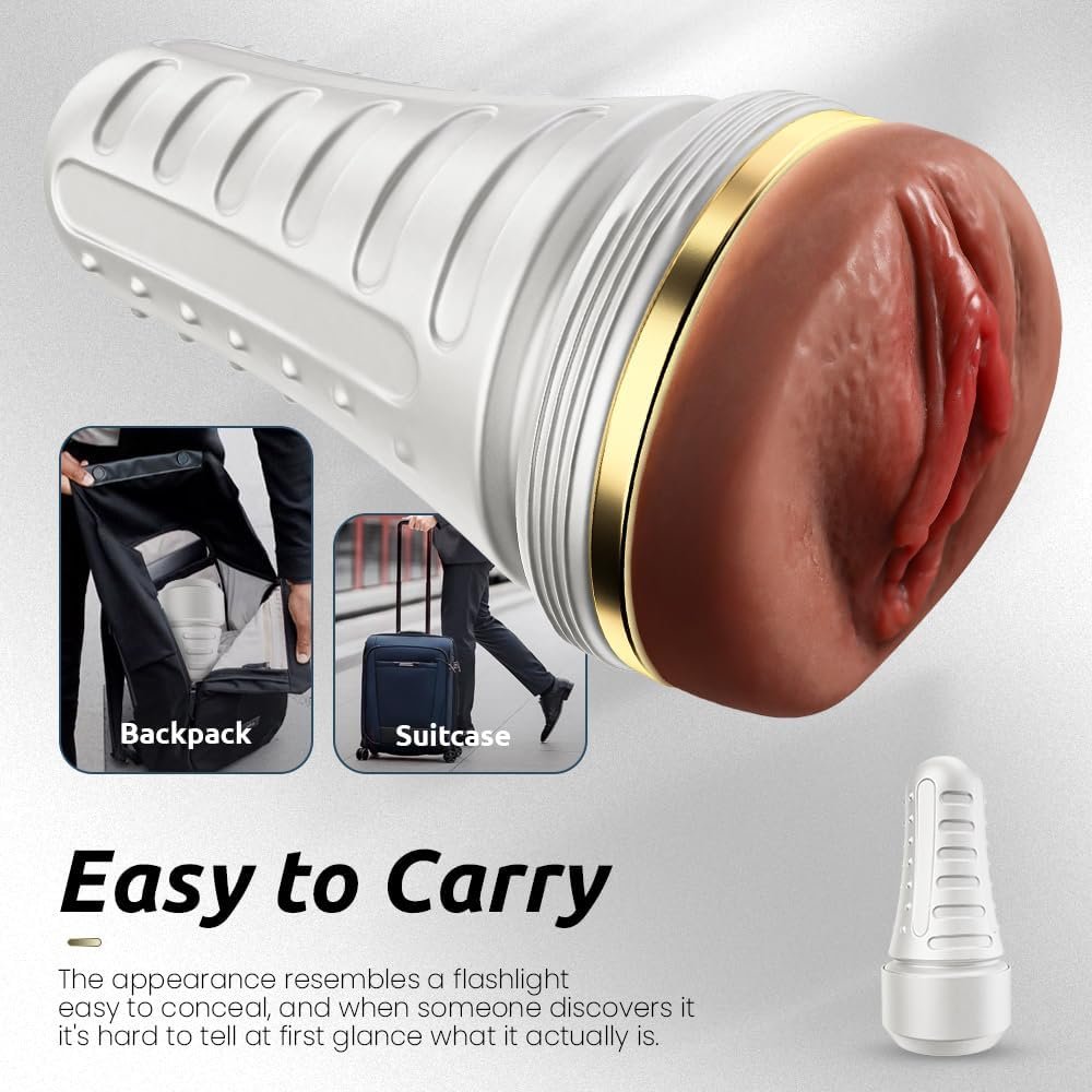Male Masturbator Realistic Pocket Pussy Vagina Textured with 7.5in Depth Soft and Fleshy Texture,Penis Training Masturbators Sex Machine Toy for Men (Brown) - Image 7