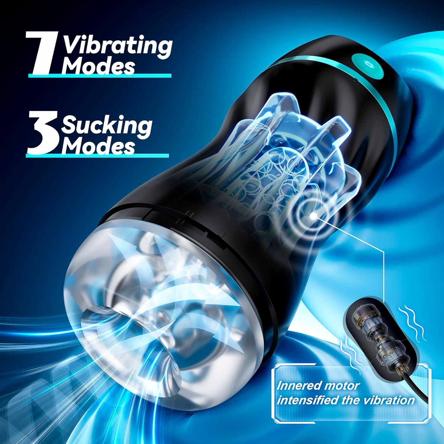 Suction Male Masturbator, AI Pocket Pussy with 7 Modes Adult Toys | Hands-free suction male stroker with 7 modes, 3D textured sleeve, AI interaction, removable cup, and easy-clean design - Image 2