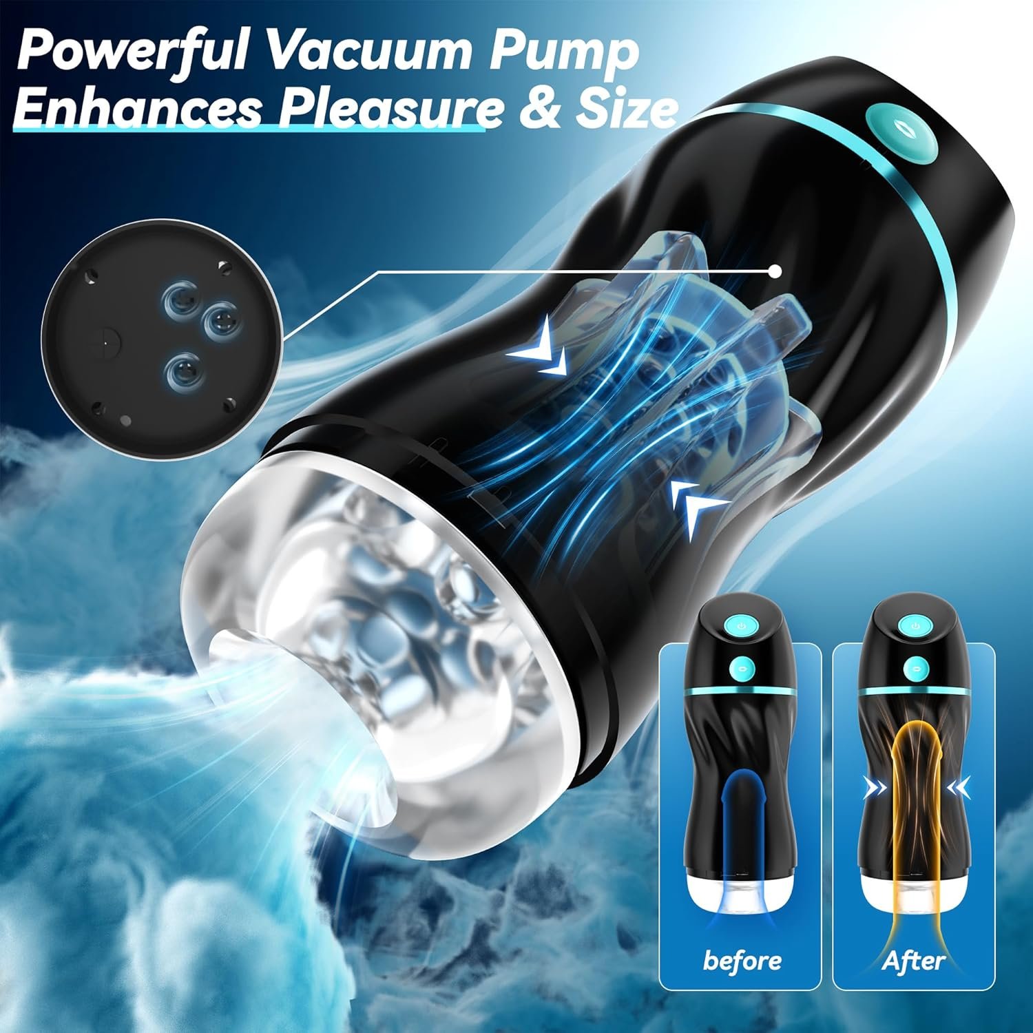 Suction Male Masturbator, AI Pocket Pussy with 7 Modes Adult Toys | Hands-free suction male stroker with 7 modes, 3D textured sleeve, AI interaction, removable cup, and easy-clean design - Image 5
