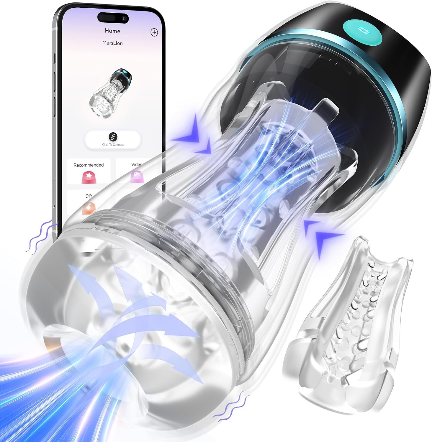 Suction Male Masturbator, AI Pocket Pussy with 7 Modes Adult Toys | Hands-free suction male stroker with 7 modes, 3D textured sleeve, AI interaction, removable cup, and easy-clean design - Image 9