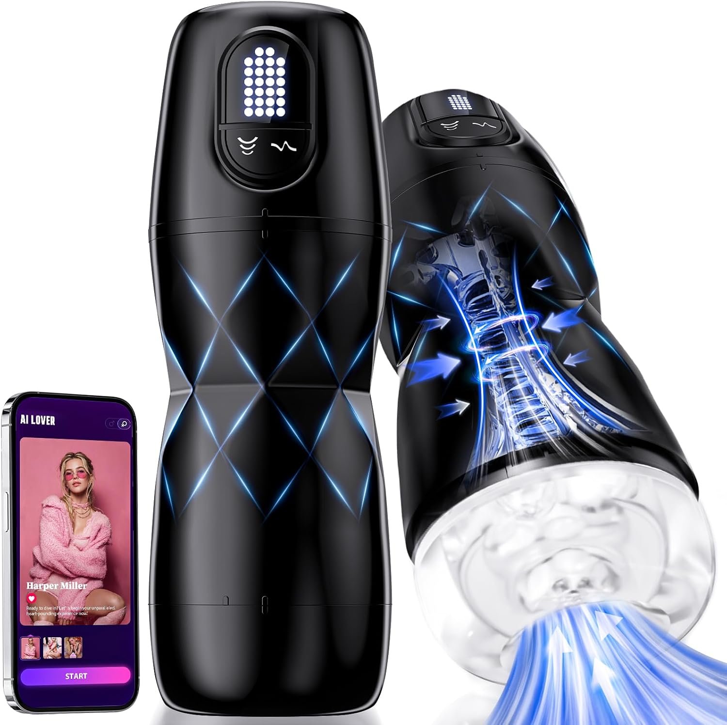 Suction Male Masturbator, AI Pocket Pussy with 7 Modes Adult Toys | Hands-free suction male stroker with 7 modes, 3D textured sleeve, AI interaction, removable cup, and easy-clean design - Image 11