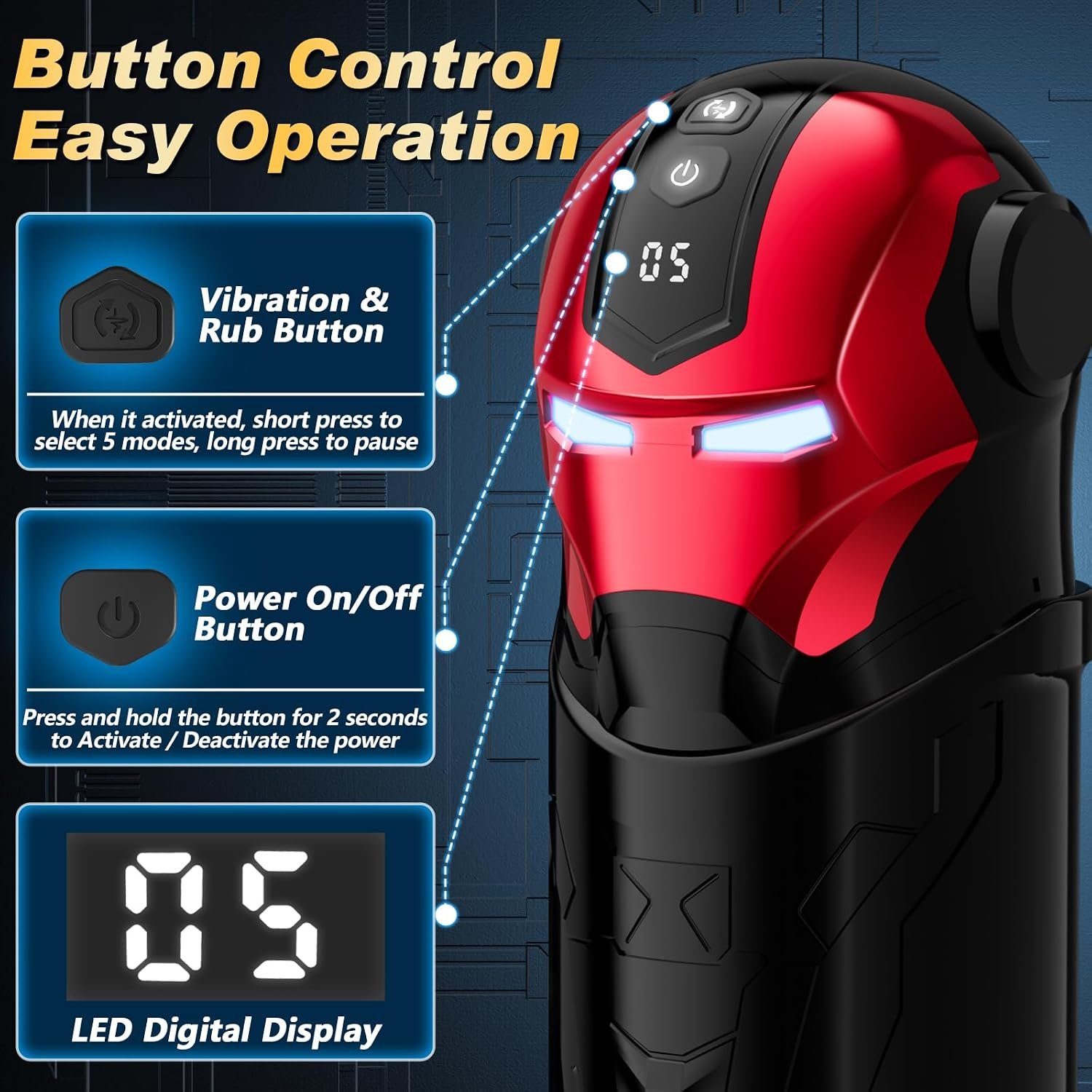 App Controlled Male Stroker with 5 Swing 5 Rotation and 5 Vibration Modes | LED lighting, 3D textured interior, pocket sleeve construction, machine-style operation, intended for adult men - Image 5